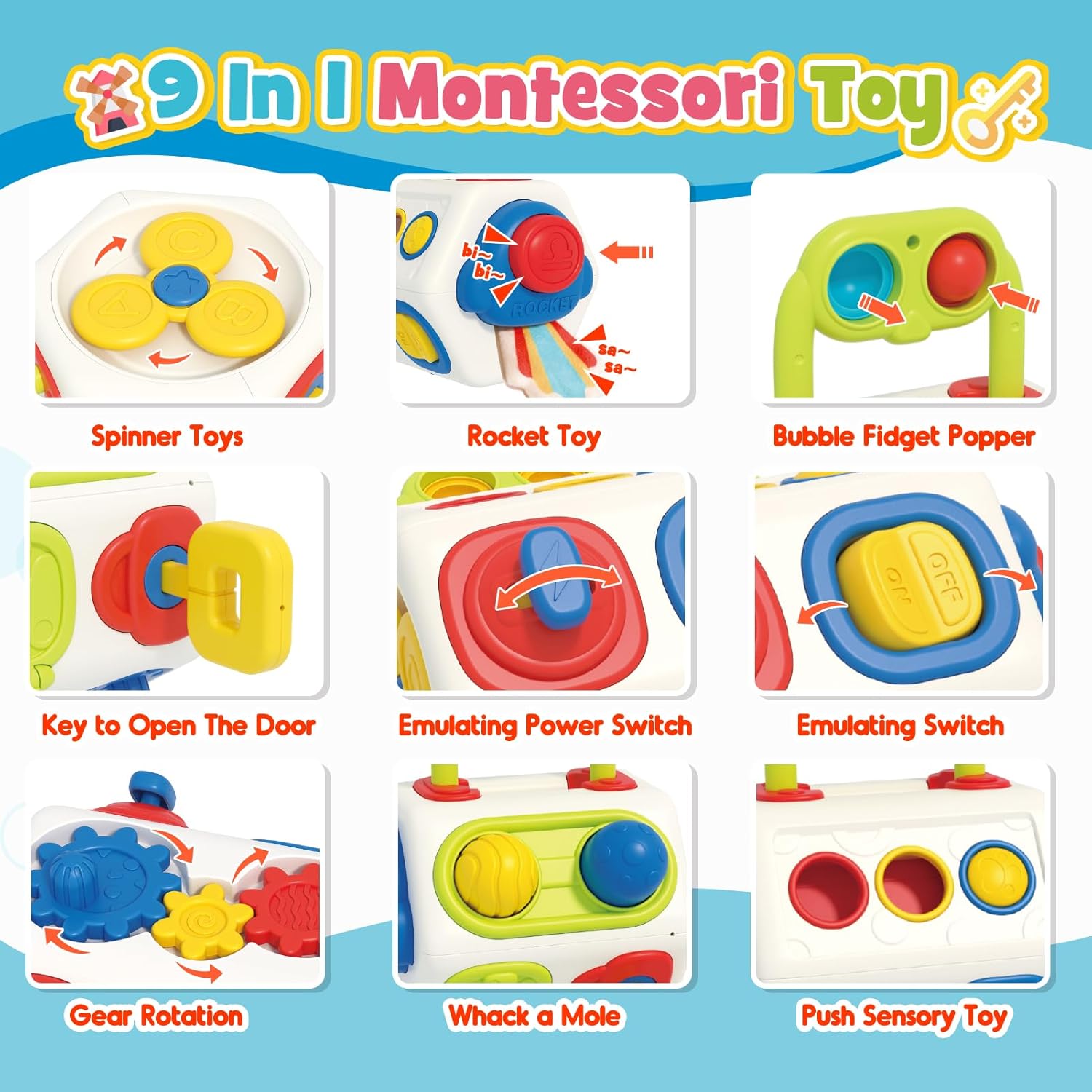 Fidtoy 10-in-1 Activity Cube Montessori Sensory Toy