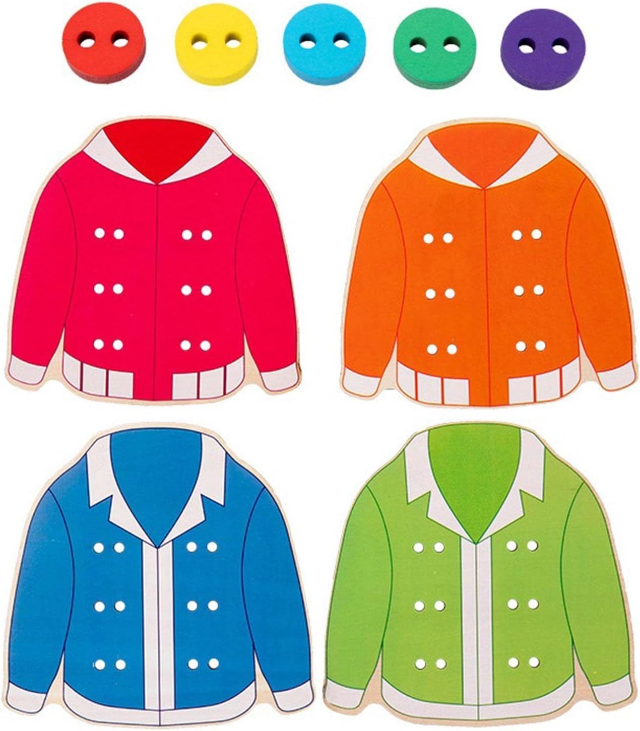 2 Clothes Lacing Toys,Wooden Clothes Lacing Toys for Kids | Fine Motor Skills Toys for Kids, Sewing Button Lacing Card Game for Experiencing Real Feeling of Sewing Buttons Shuying