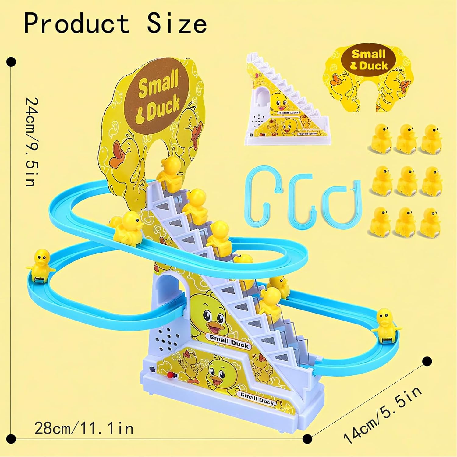 Fidtoy Climbing Duck Track Toy with Lights and Music for Toddlers