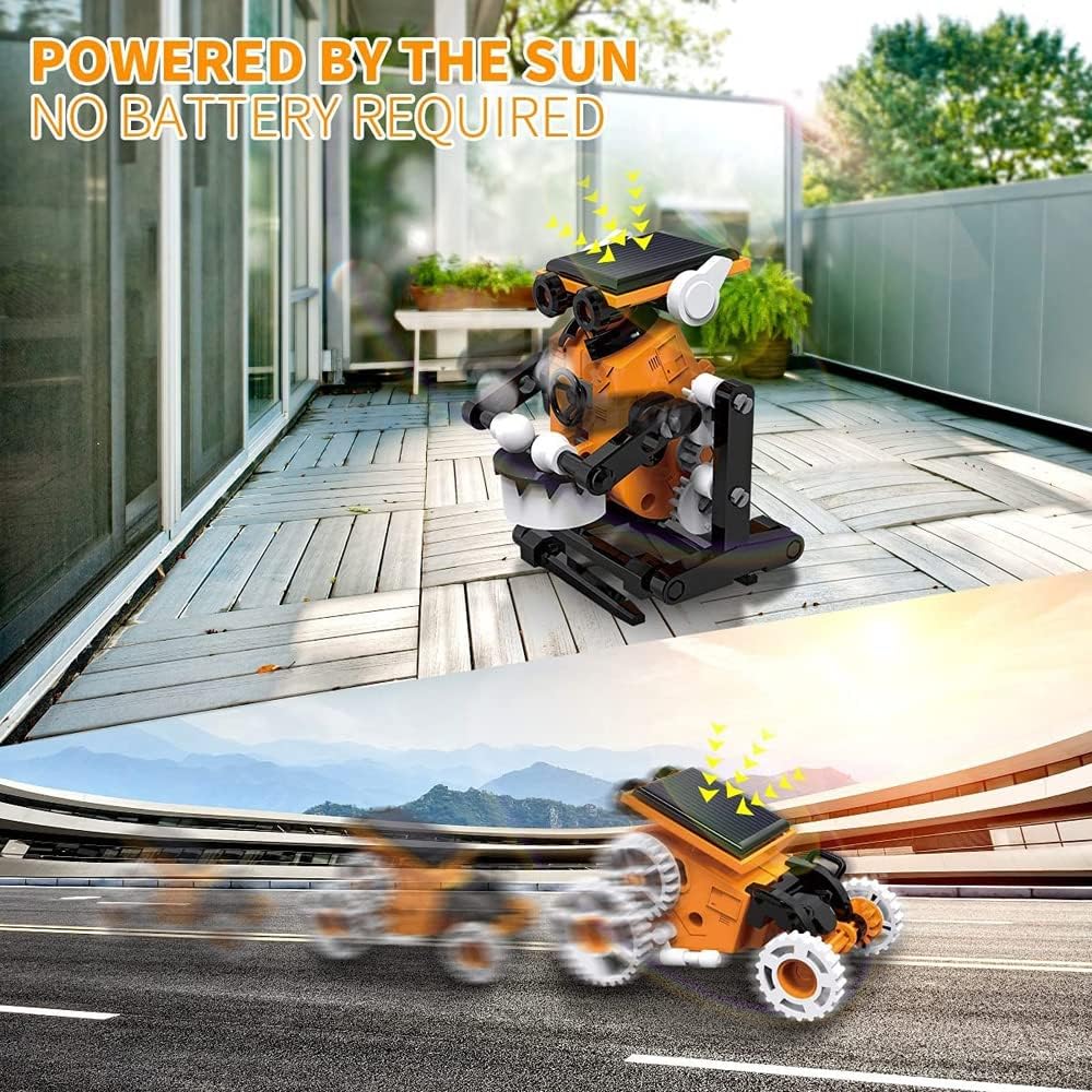 Fidtoy 7-in-1 STEM Solar Power Robot Experiment Kit for Kids, DIY Solar Powered Robot Building Toy, Renewable Energy Engineering Science Kit Age 8+