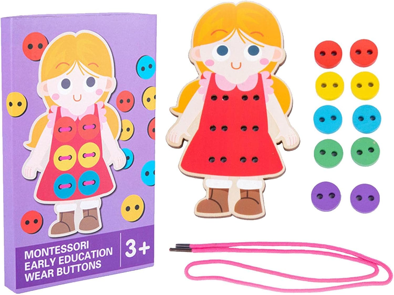 Kongou Sewing Button Toy | Sewing Cards for Children to Learn the Basic Life Skills,Montessori Toy Threading Motor Skills Game for Development