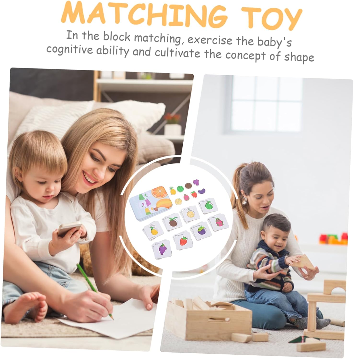 CIYODO 1 Game Puzzle Cognitive Word Animal Matching Puzzle Game Letter Learning Game Learning Cards Parent-child Tin Box Wooden Game Set