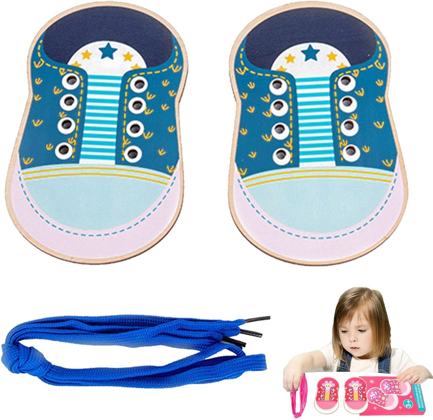 Ridecyle Lacing Shoe Toy - Kids Shoelace Threading Learning Toy,Learn to Tie Shoes Children Shoelace Threading Teaching Toy Early Educational Teaching Toy, Shoes Tying Training Toy