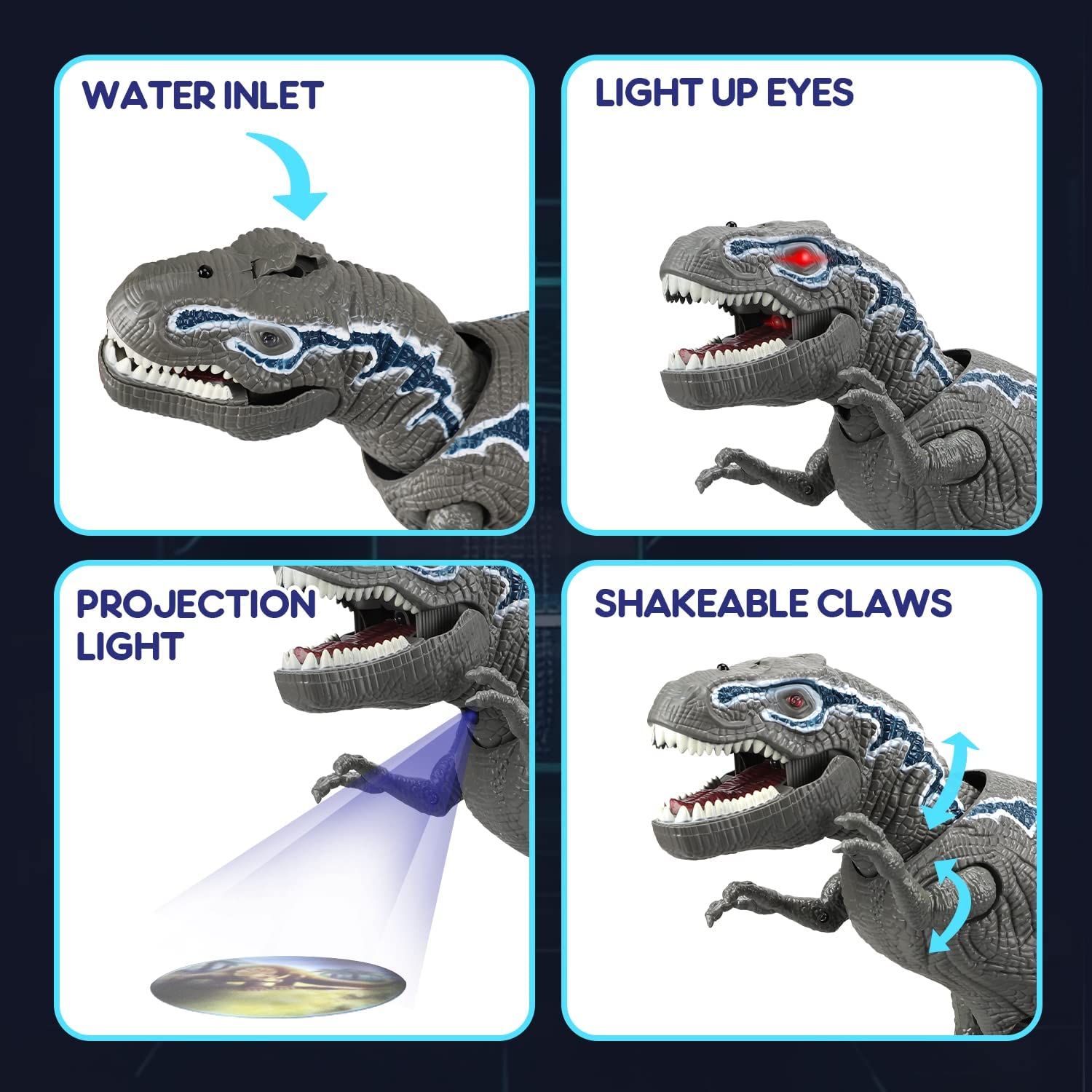 Fidtoy Remote Control T-Rex Dinosaur Toy with Mist Spray for Kids