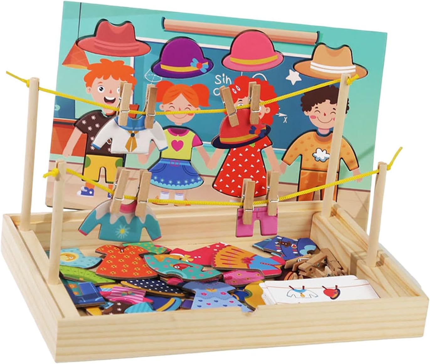 Fidtoy Children’s Dress-Up Puzzle Creative Drying Clothes Set – Educational Role-Play Toy Ages 3-7