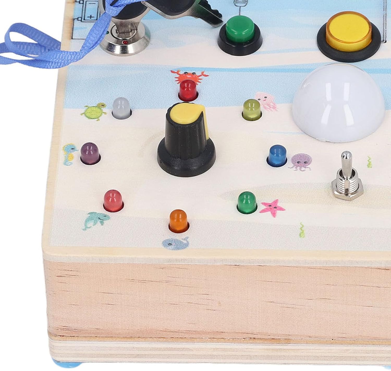 Placa de Madeira Com Luzes Led, Labirinto Magnético Com Tema Marinho, Interruptor de Luz Led Seguro, Jogo de Tabuleiro, Cor Rica, Brinquedo Sensorial para Crianças