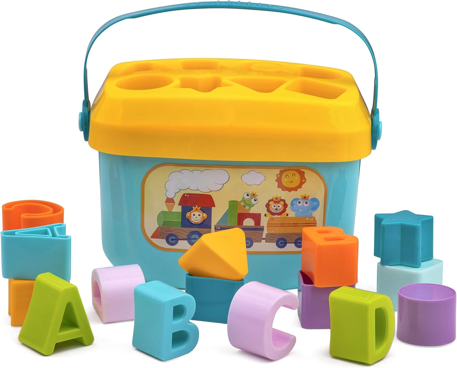 Fidtoy Baby Shape Sorter Blocks Set with 16 Building Blocks
