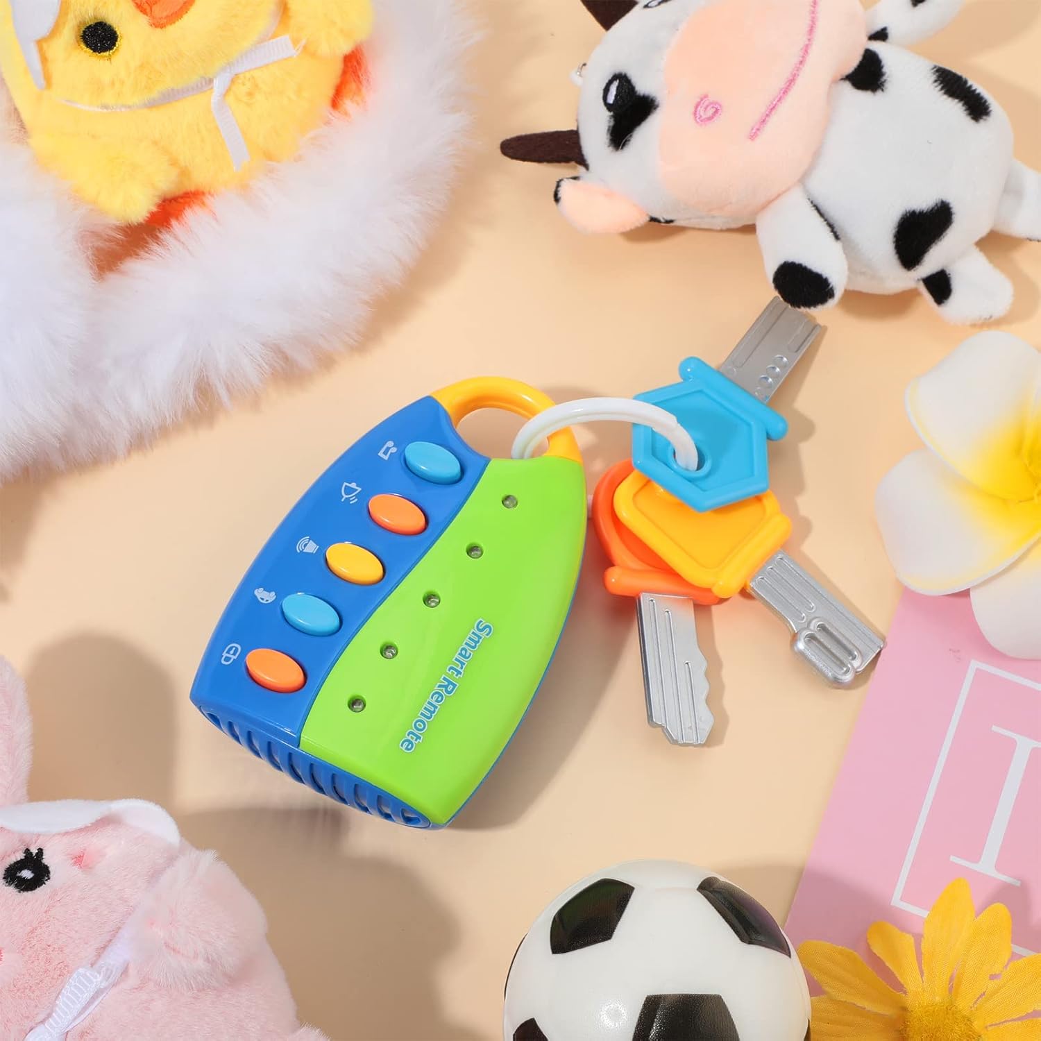 Fidtoy Musical Car Key Toy for Toddlers – Interactive Baby Car Remote Toy with Lights, Sounds & 10 Songs for Early Learning Play