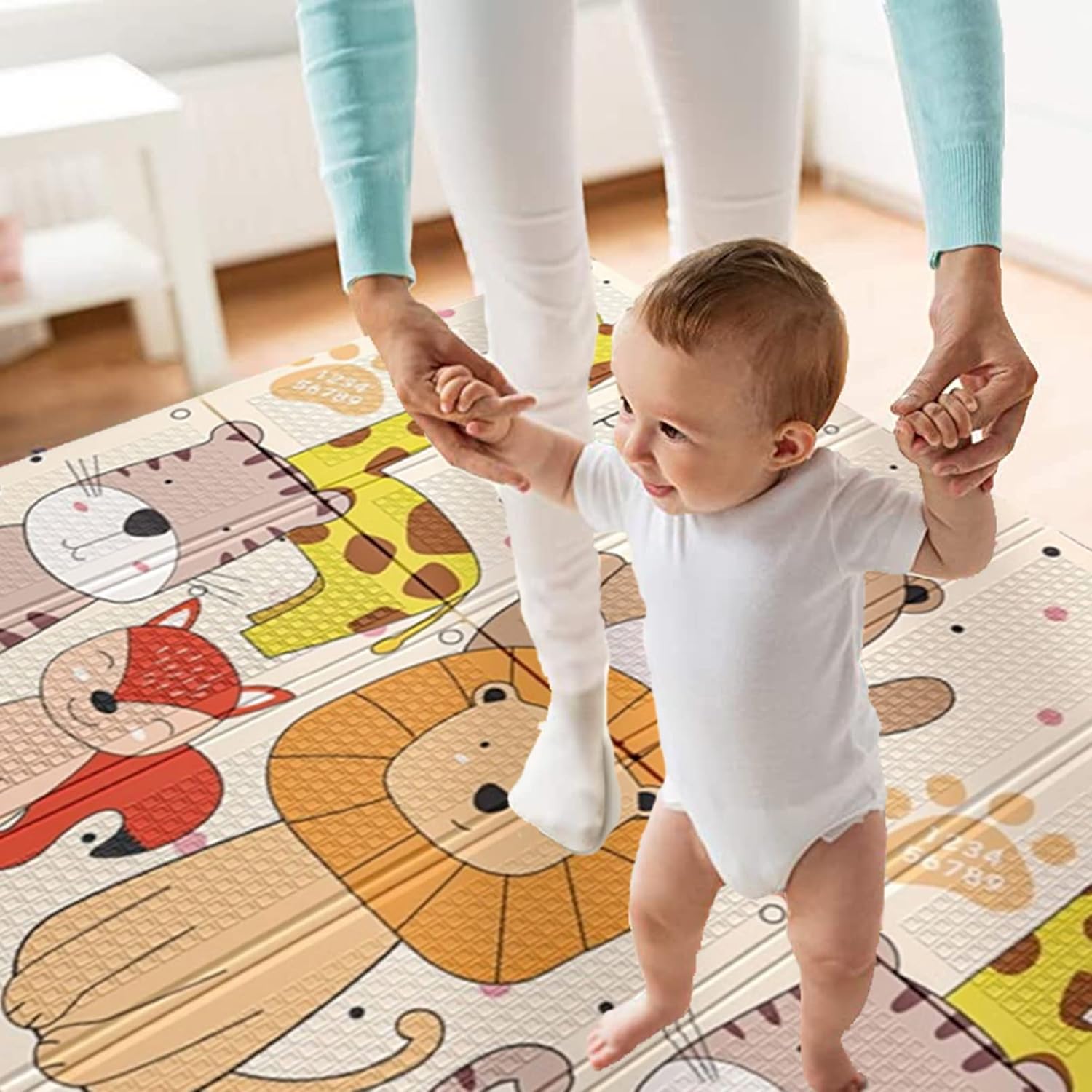 Fidtoy Baby Foam Play Mat Extra Large Dual-Sided Foldable Mat for Safe Crawling and Early Development
