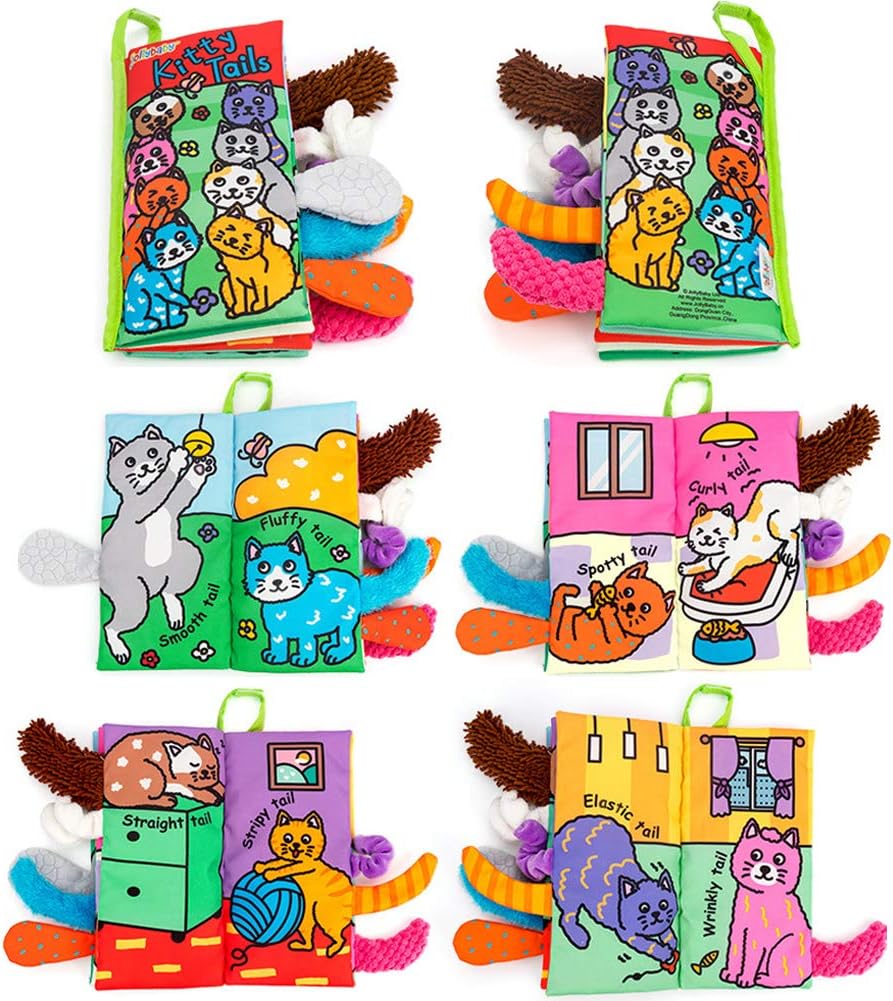 Baby Soft Animal Tails Activity Cloth Book with Crinkle Fabric, Kitty Tails