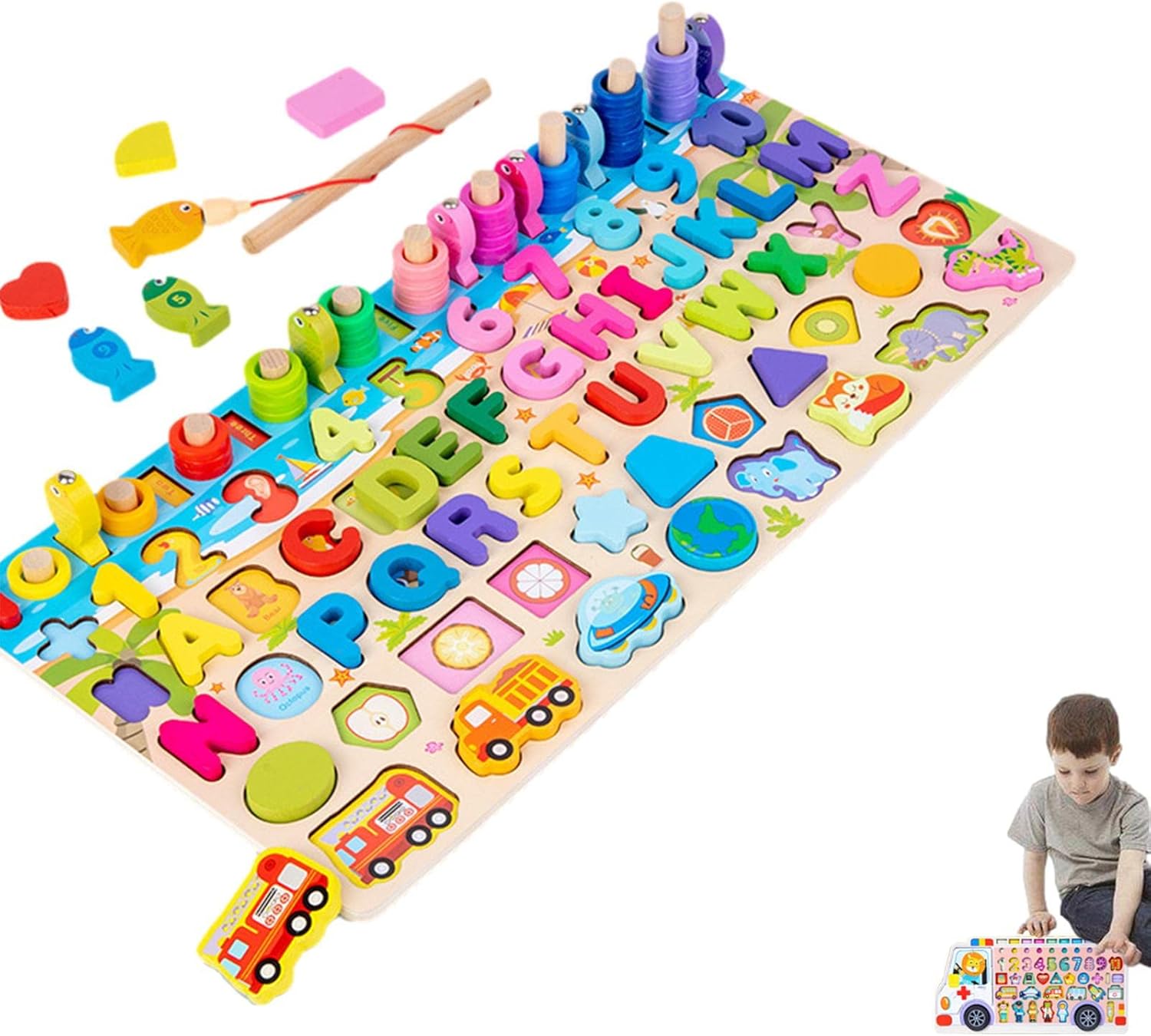 2 Pcs Toddler Number Puzzle - Kids Fishing Game - Counting Games Learn Arabic Numerals, Enhance Hands-on Ability, Develop Hand-eye Coordination Preschool Gift for Kids