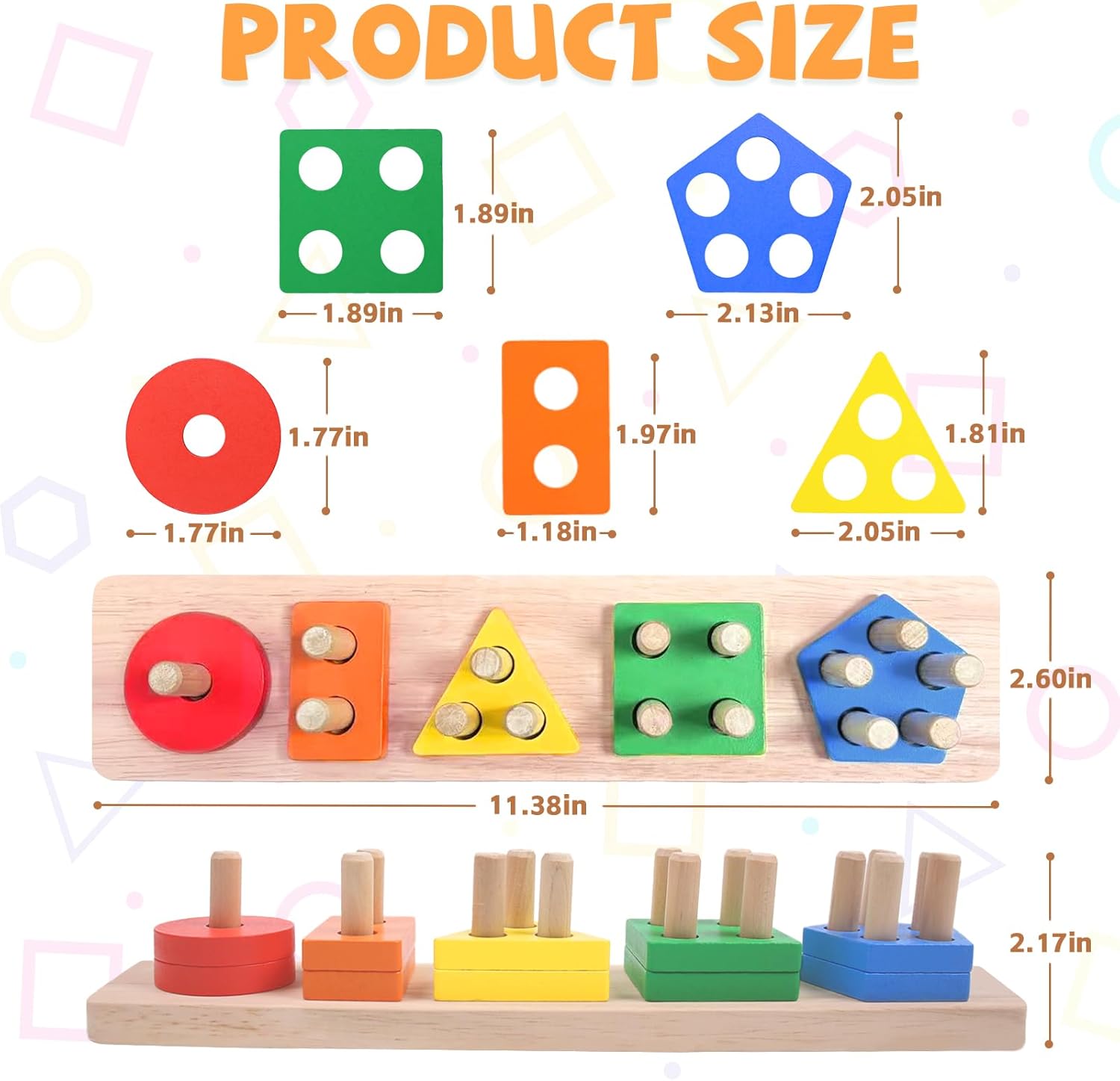 Fidtoy Wooden Shape Sorter Puzzle Learning Toy for Toddlers