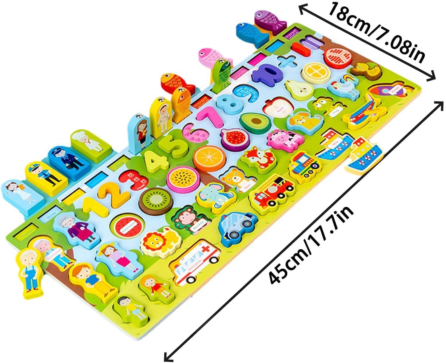 Kids Fishing Game Magnetic - Car Wooden Magnetic Fishing Game,Fishing Catching Counting Games Puzzle With Numbers And FigureMath Educational Toys for 1-3 Years Old Girl Boy Children