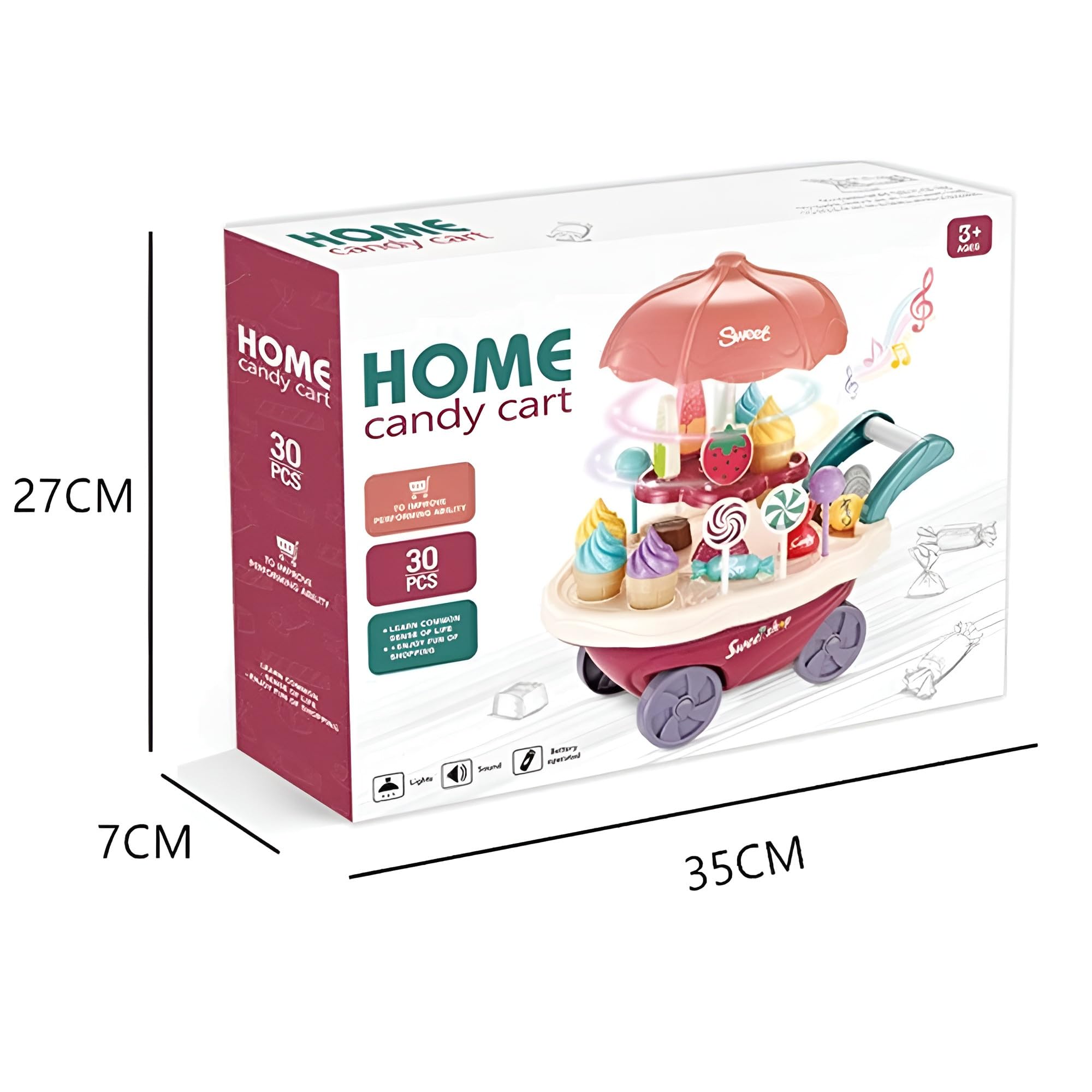 Fidtoy Ice Cream Truck Playset with Light Sound and 30 Pieces