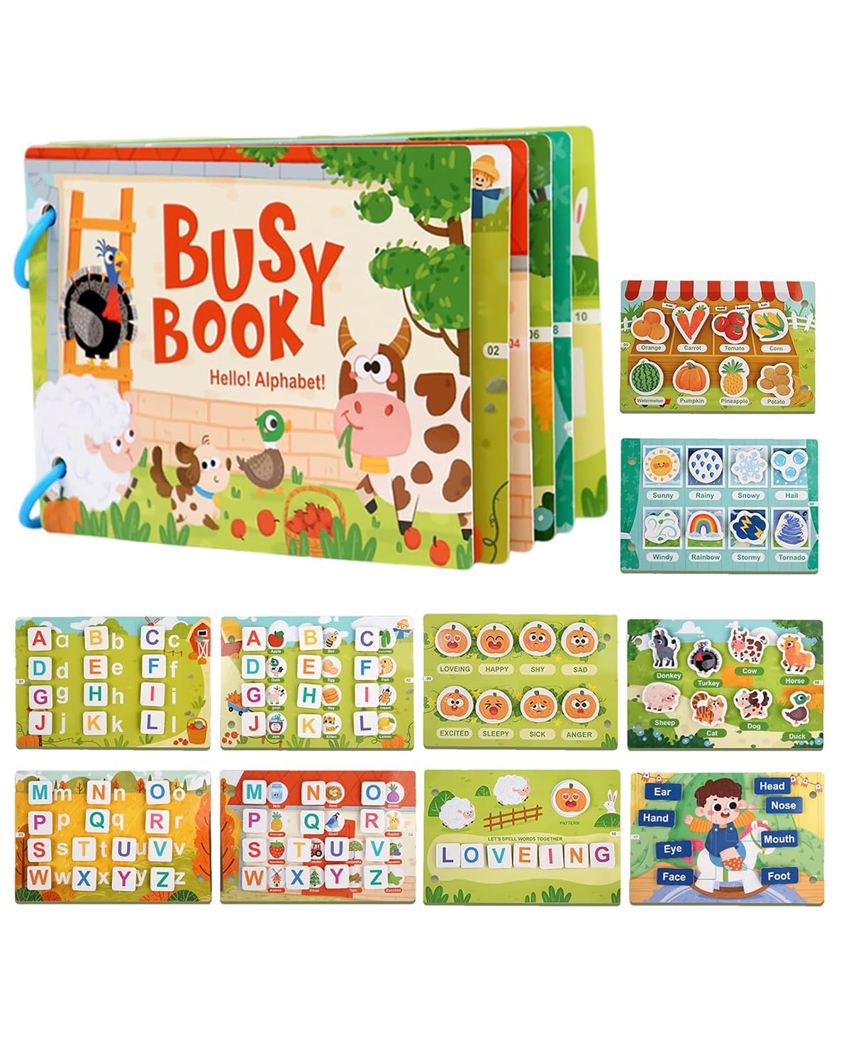 Fidtoy Montessori Busy Book for Toddlers Interactive Learning Alphabet