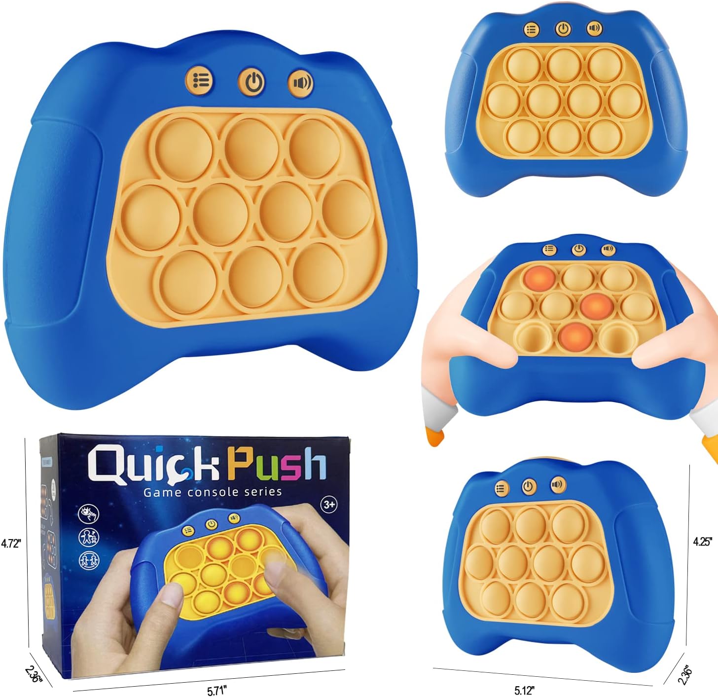 Console de jeu Fidtoy Pop It – Jouet sensoriel lumineux portable pour enfants de 3 ans et plus