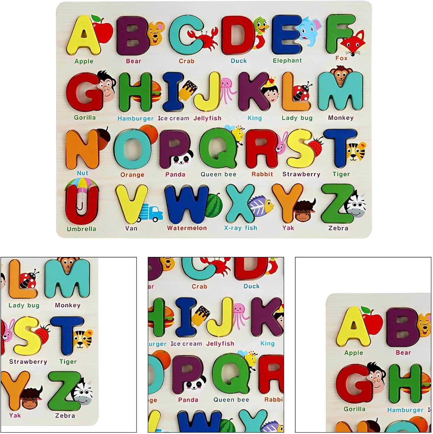 Tablero de madera de aprendizaje 3D mayúsculas ABC - 25A
