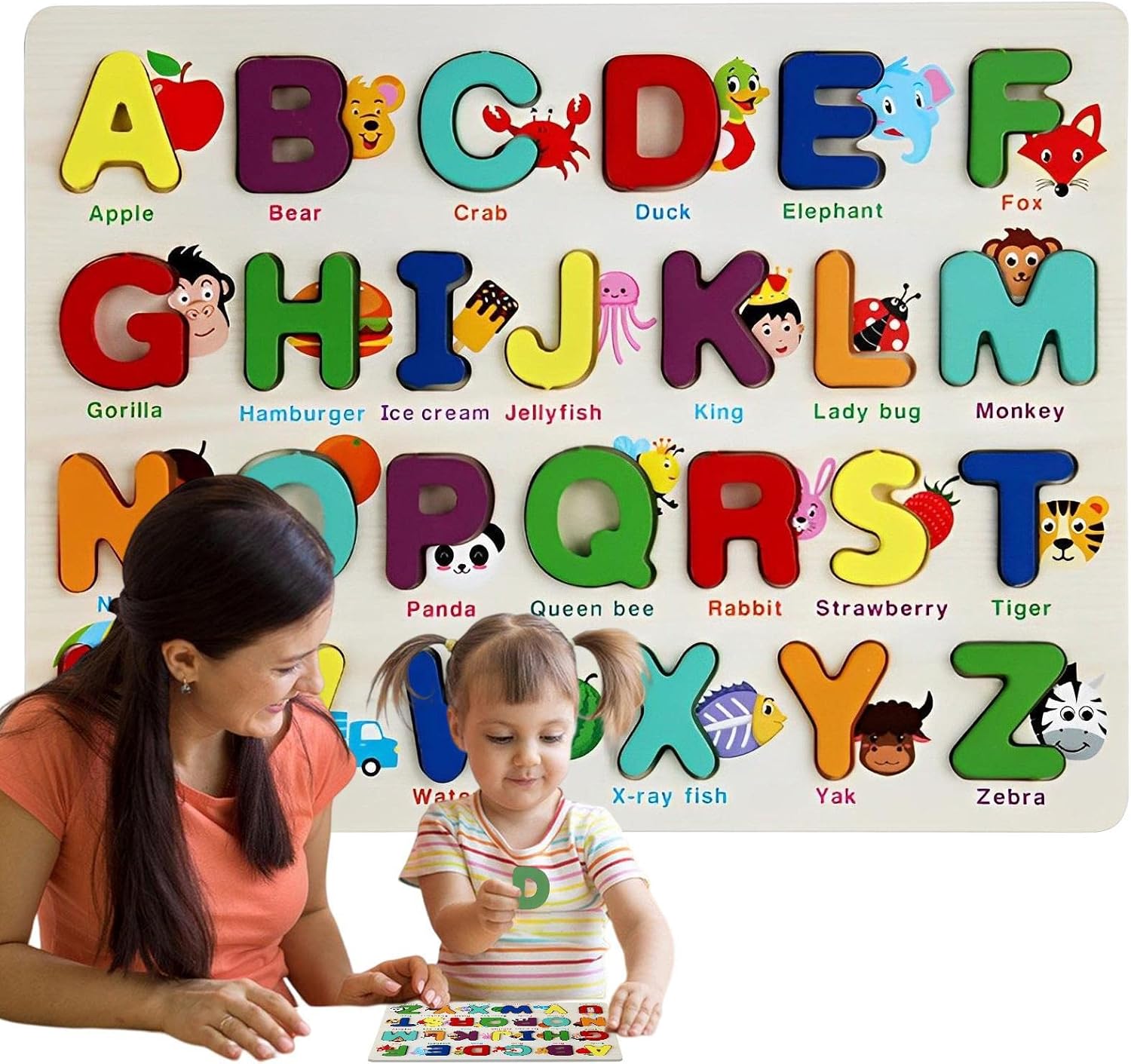 Tablero de madera de aprendizaje 3D mayúsculas ABC - 25A