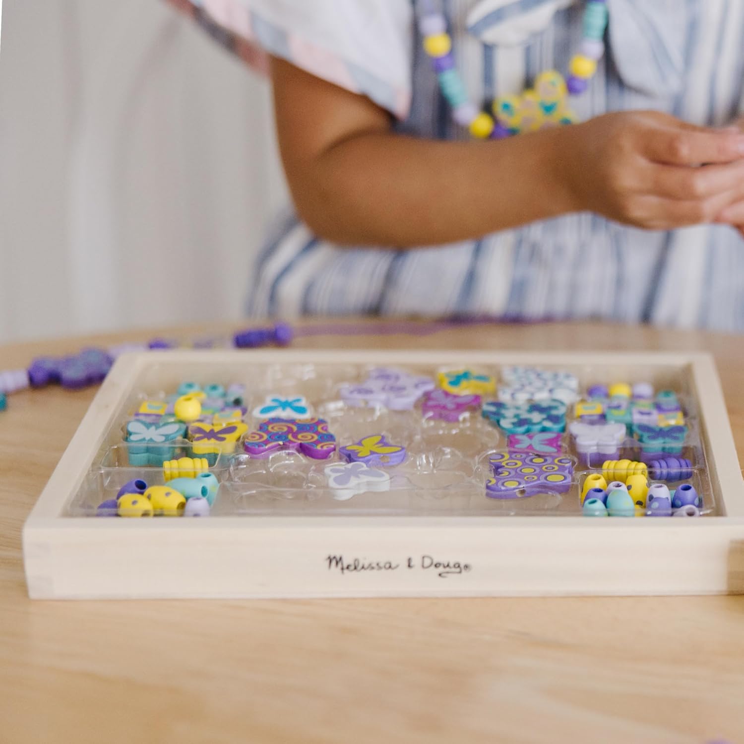 Fidtoy Papillon Perles en Bois pour la Fabrication de Bijoux pour Enfants