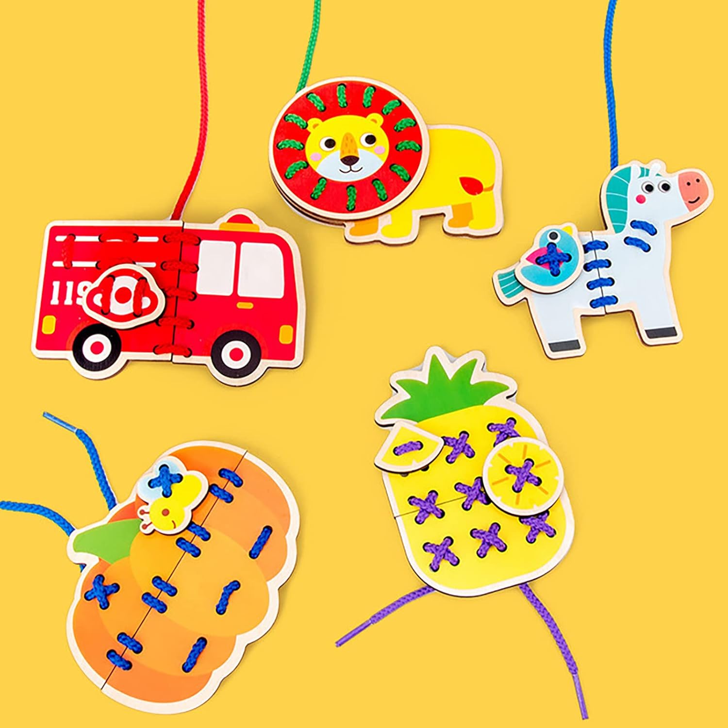 Puzzle, Board Game, Lacing, Bowknot Practice, Cute Animal Type, Various Animals, Laces, Laces, Felt Teaching Materials, Educational Toys, Shapes, Buttons, Colorful, Wooden Toys, Production