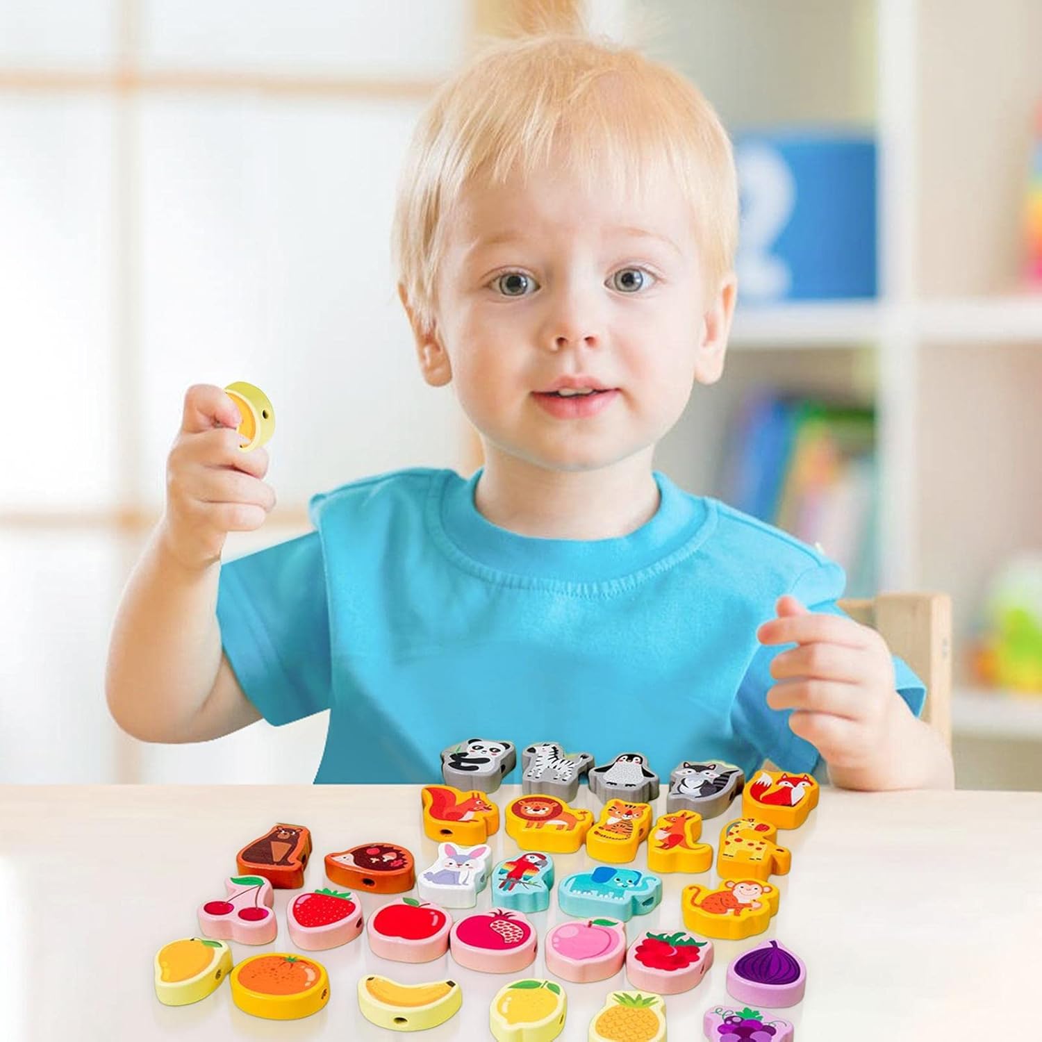 Cordones | Juego Hilo Bricolaje,Juguetes Madera para niños y niñas