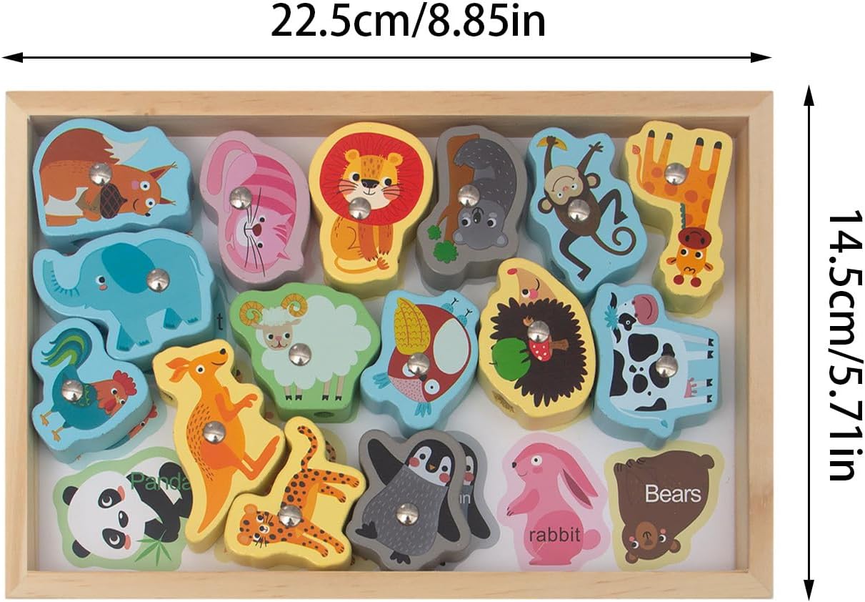 Wooden Fishing Game Toys,Safe and Harmless Magnetic 2-in-1 Fishing Game - Montessori Fishing Game No Sharp Edge Birthday Christmas Gift for Boys Girls Hiyoyo