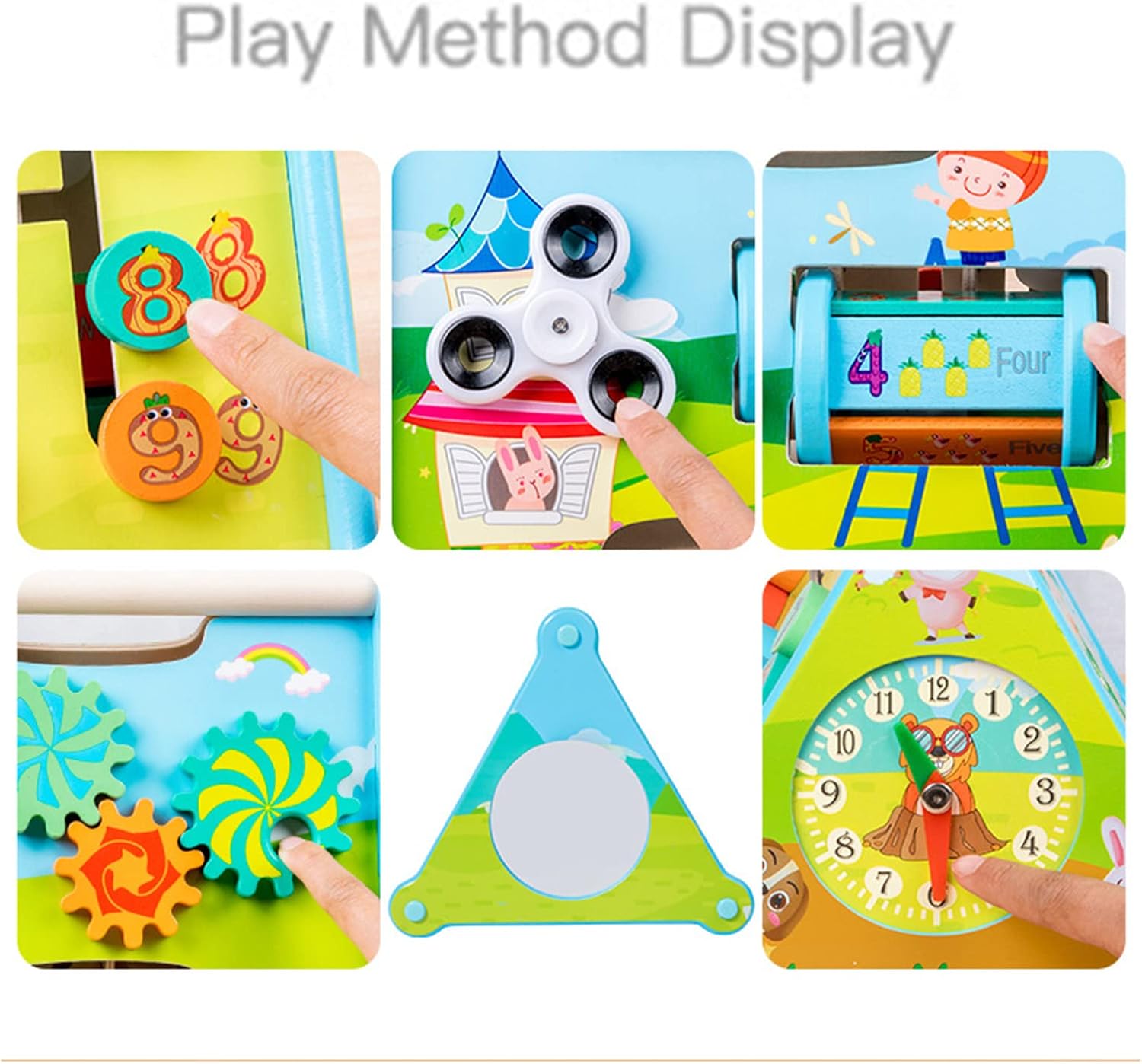 Montessori Toys Busy Triangle Clock Gear Learning Toy Activity Center Toddler Travel Toys Children Sensory Toys