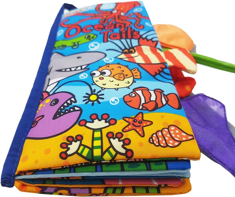 Baby Soft Animal Tails Activity Cloth Book with Crinkle Fabric, Ocean Tails