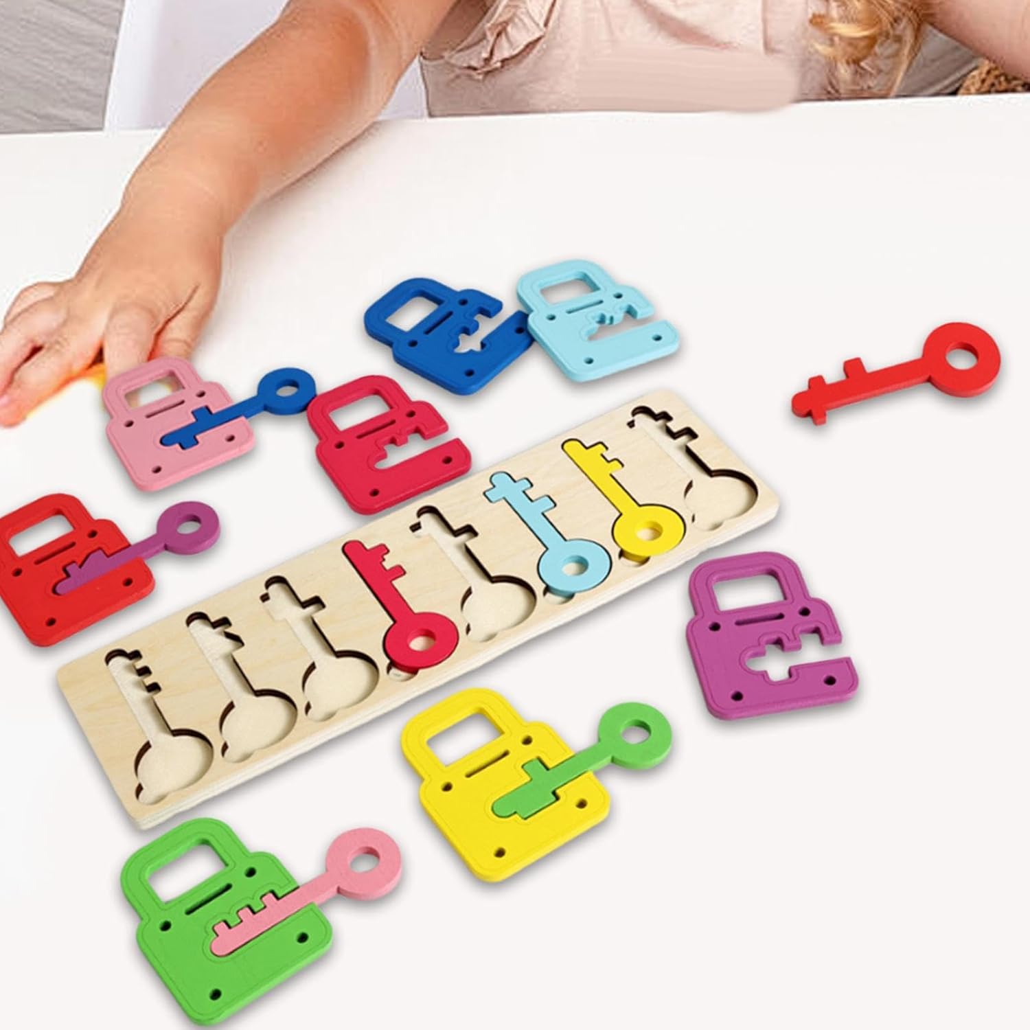 MagiDeal Wood Locks and Keys Toys Shape Color Matching Game, Birthday Gift, Early Educational Toy for Preschool Children