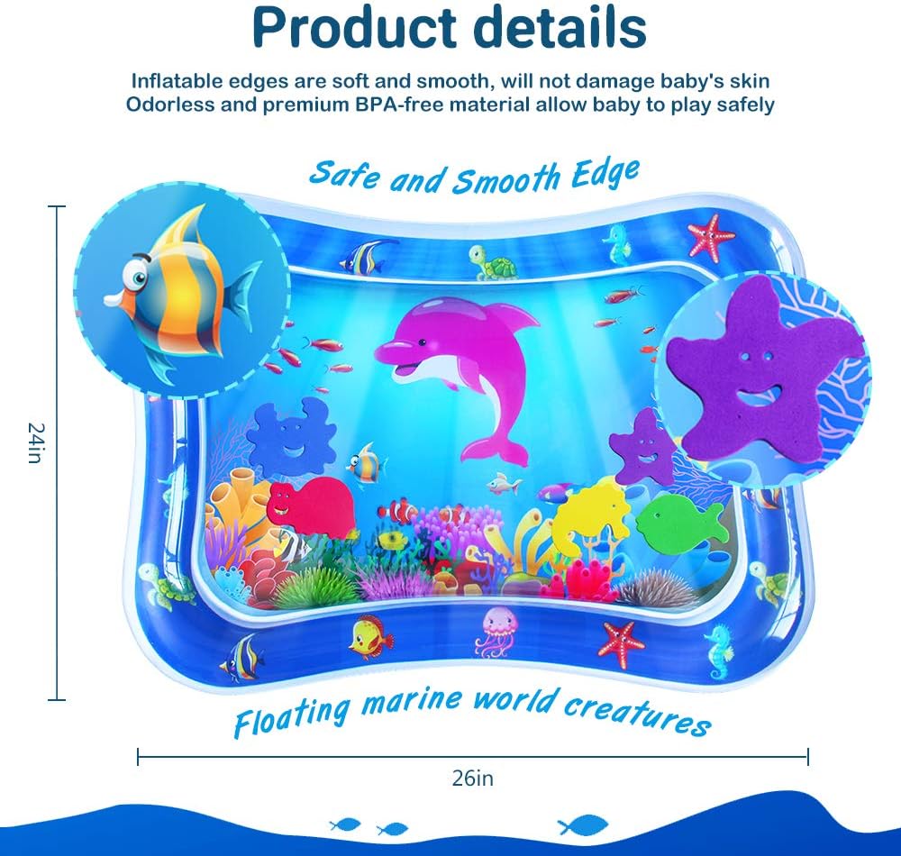 Fidtoy Tummy Time Water Mat for Babies 3-12 Months Sensory Play
