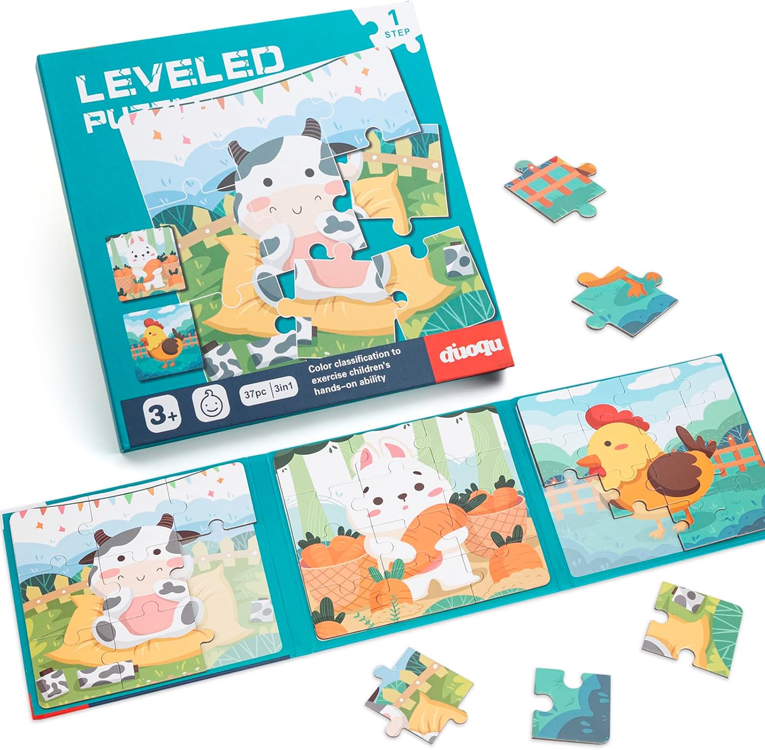 Magnetic Puzzles for Kids Ages 3 4 5 Years Advanced Animal Puzzles 9-12-16 Piece Jigsaw Puzzles for Toddlers Farm Preschool Magnetic Puzzles for Kids Car Trips