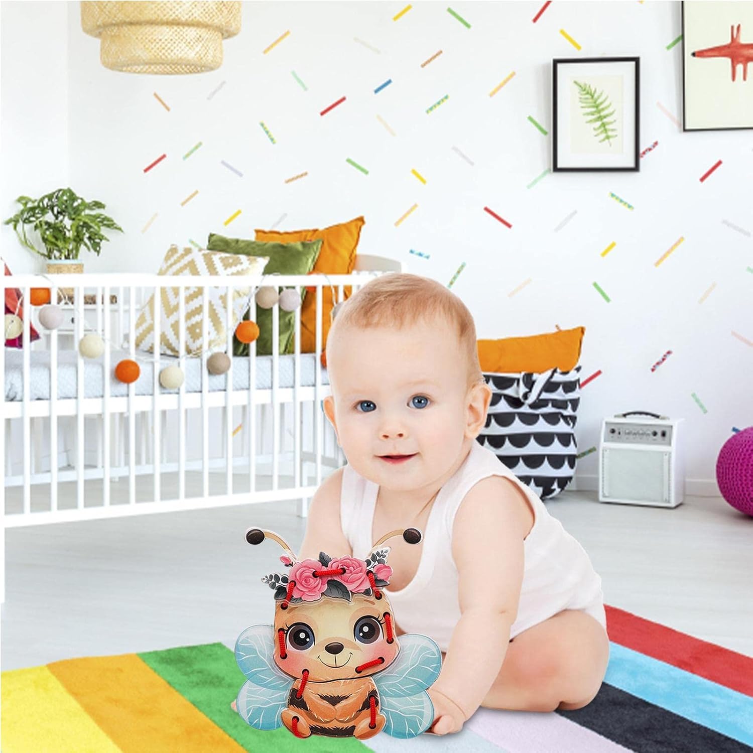 AOCATE-AOCATE Ahşap Bağlama Oyuncak, Hayvan Karton Dikiş Kartları Bağlama Oyuncak | Bağcık Oynama Oyunları, Yürümeye Başlayan Çocuklar ve Çocuklar için Hayal Gücü Eğitim Malzemeleri Geliştirme