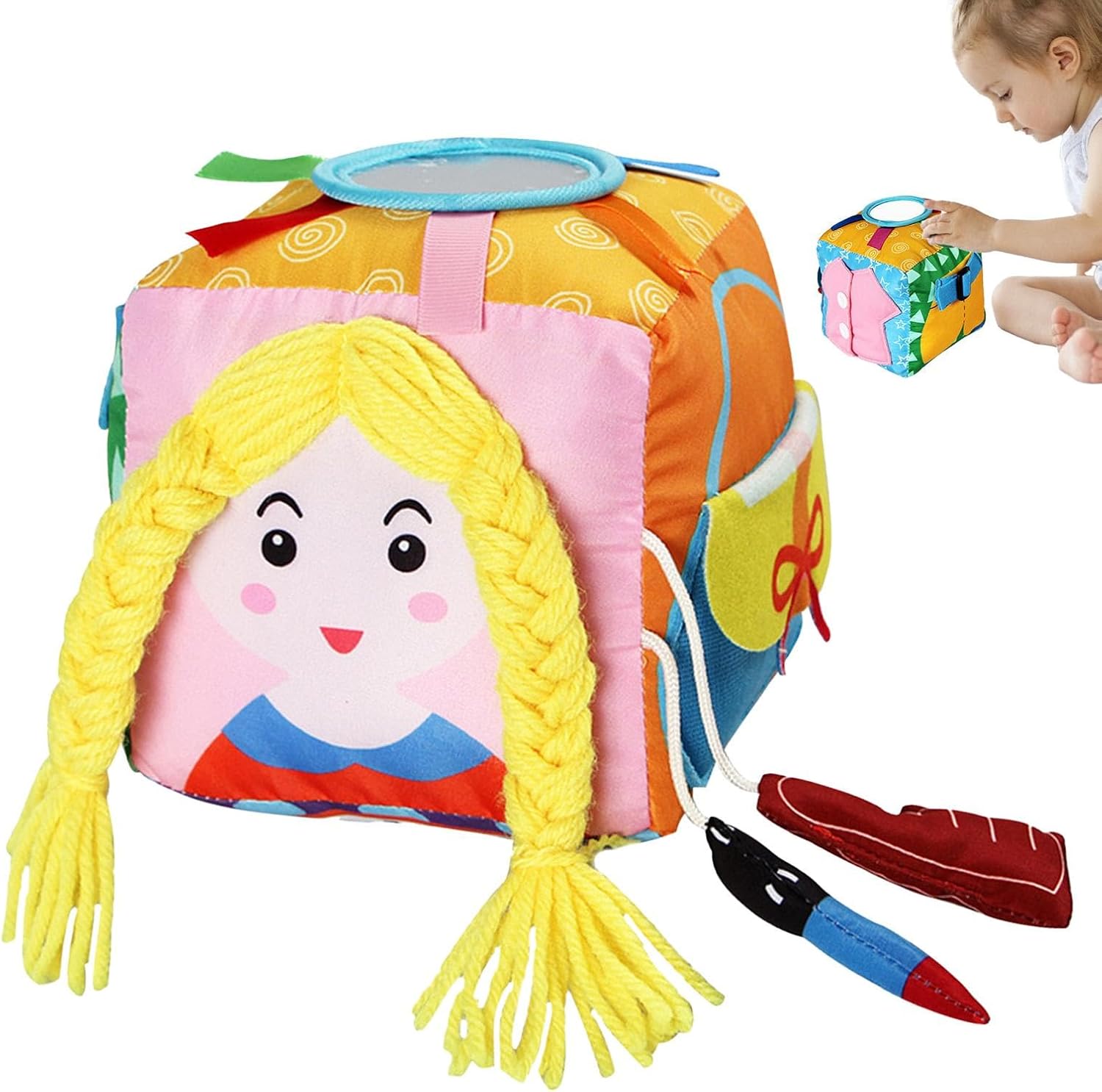 Brinquedo de caixa de tecido, brinquedos de aprendizagem para bebês de 6 a 12 meses - Caixa sensorial com brinquedos de atividades para bebês de animais de pelúcia - Brinquedos educativos para animais