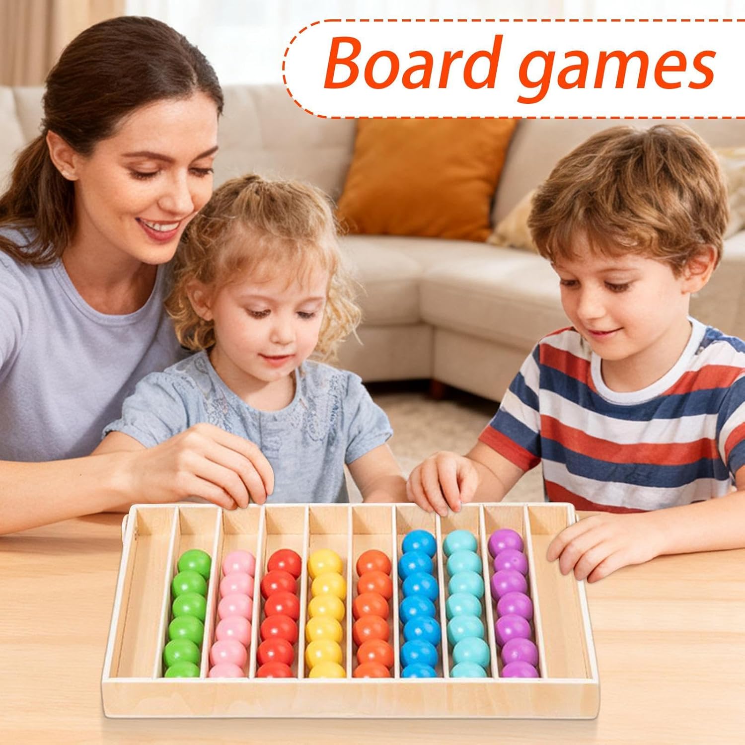 Juguete de clasificación de colores, juguete educativo de madera ClinChild, juego de clasificación de bolas para niños y niñas, aula, educación en el hogar, jardín de infantes, asistente de palo de calcetería de viaje, adecuado para motricidad fina