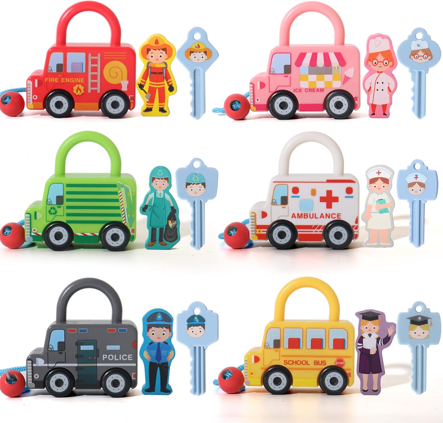 Montessori Toy for 18+ Months Old Toddler, Lock and Key Car Toys,aby Sensory Fine Motor Skills Developmental Toys, Preschool Children, Gifts Age 1 2 3 4 One Two Year Old Boys Girls