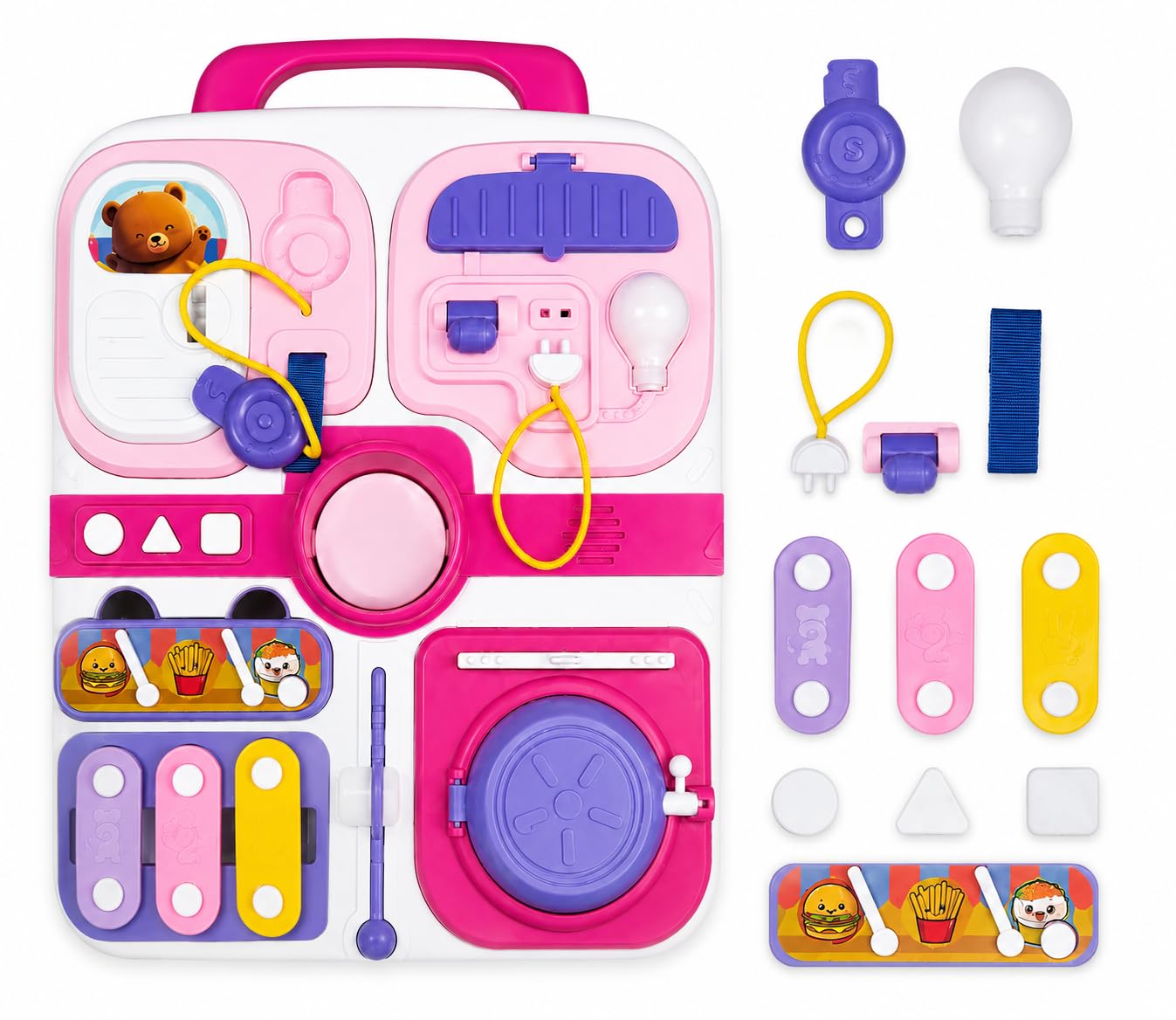 Fidtoy Multi-functional Cognitive Bear Busy Board for Toddlers Montessori Sensory Fine Motor Travel Toy Age 0-3