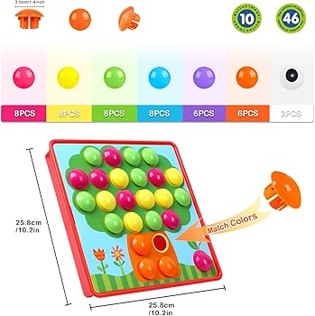 Fidtoy Button Art Matching Toy with Chunky Buttons for Toddlers