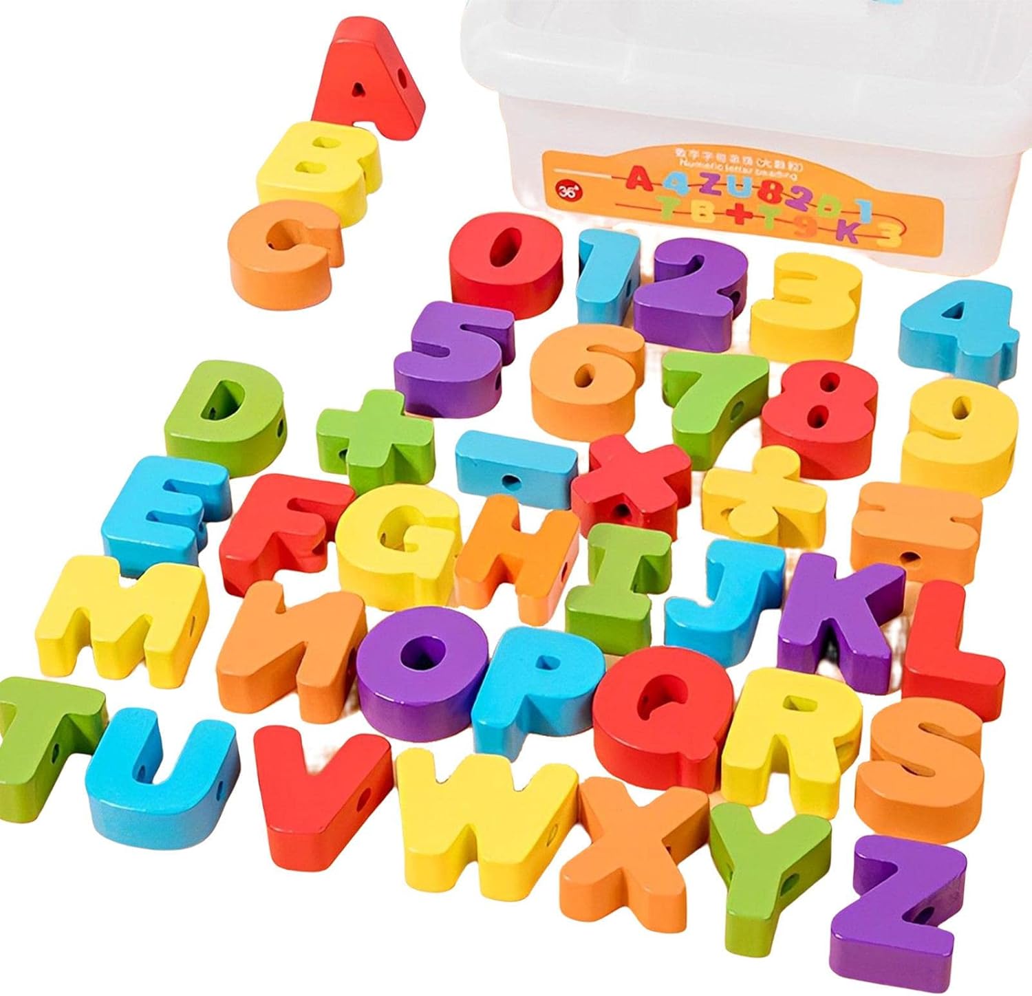 Montessori Lace Beads, DIY String Beads Play Set, Wooden Toy, Preschool Strings, Fine Motor Skills Toy for Boys and Girls