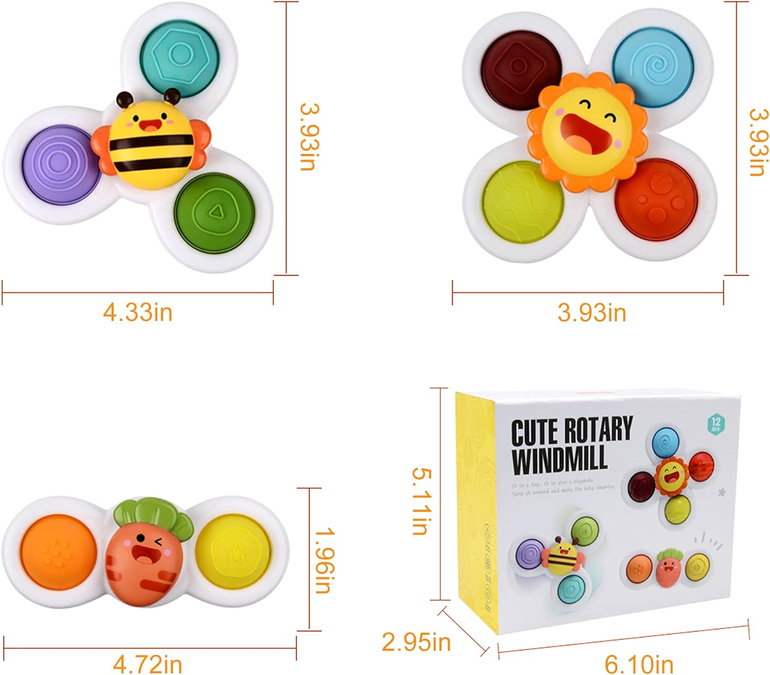 3 pièces Spinner à ventouse pour bébé
