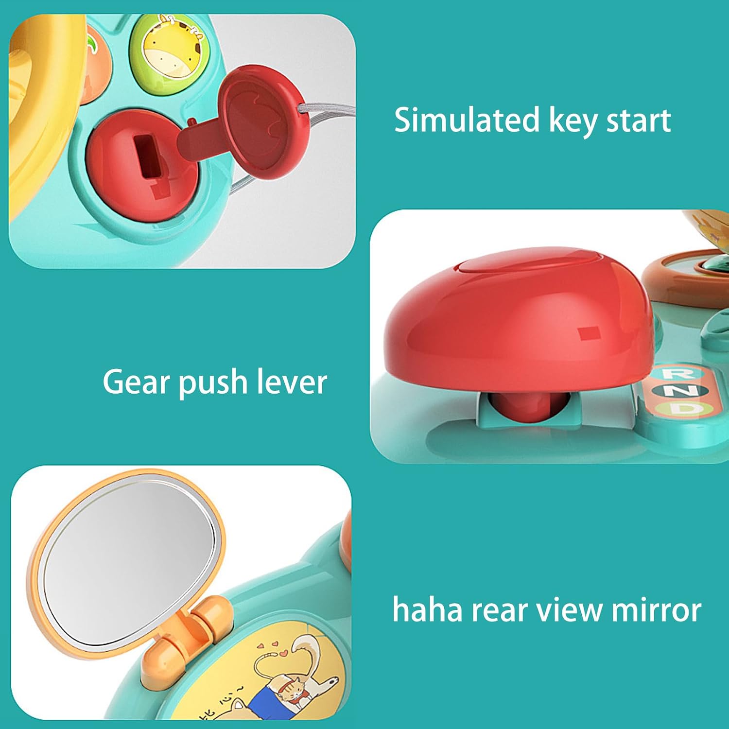 Fidtoy Little Driver Musical Steering Wheel Toy for Toddlers Car Seat Sensory Pretend Driving Play