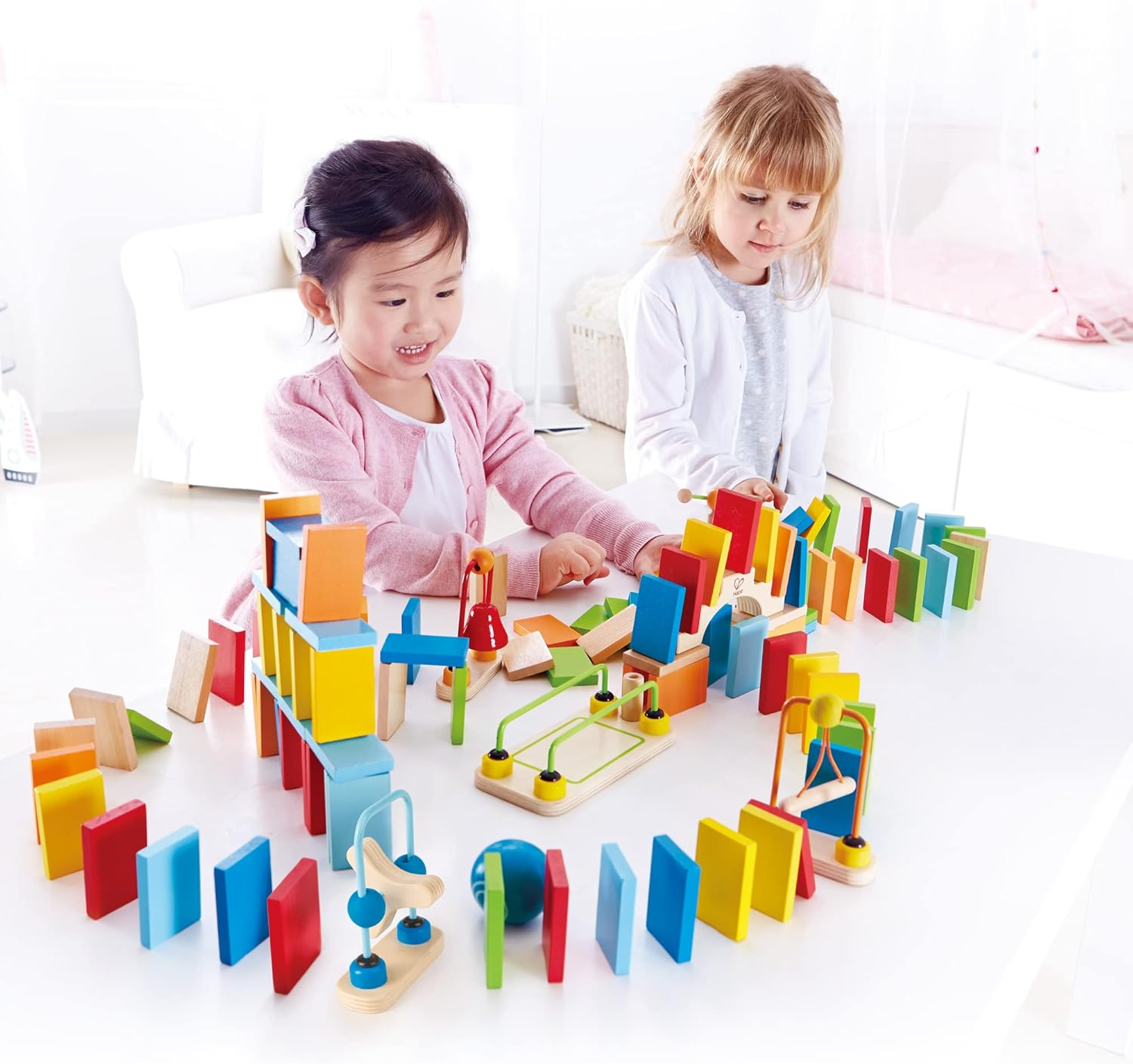 Fidtoy Circuit de Domino en Bois de 107 Pièces pour Enfants de 3 Ans et Plus