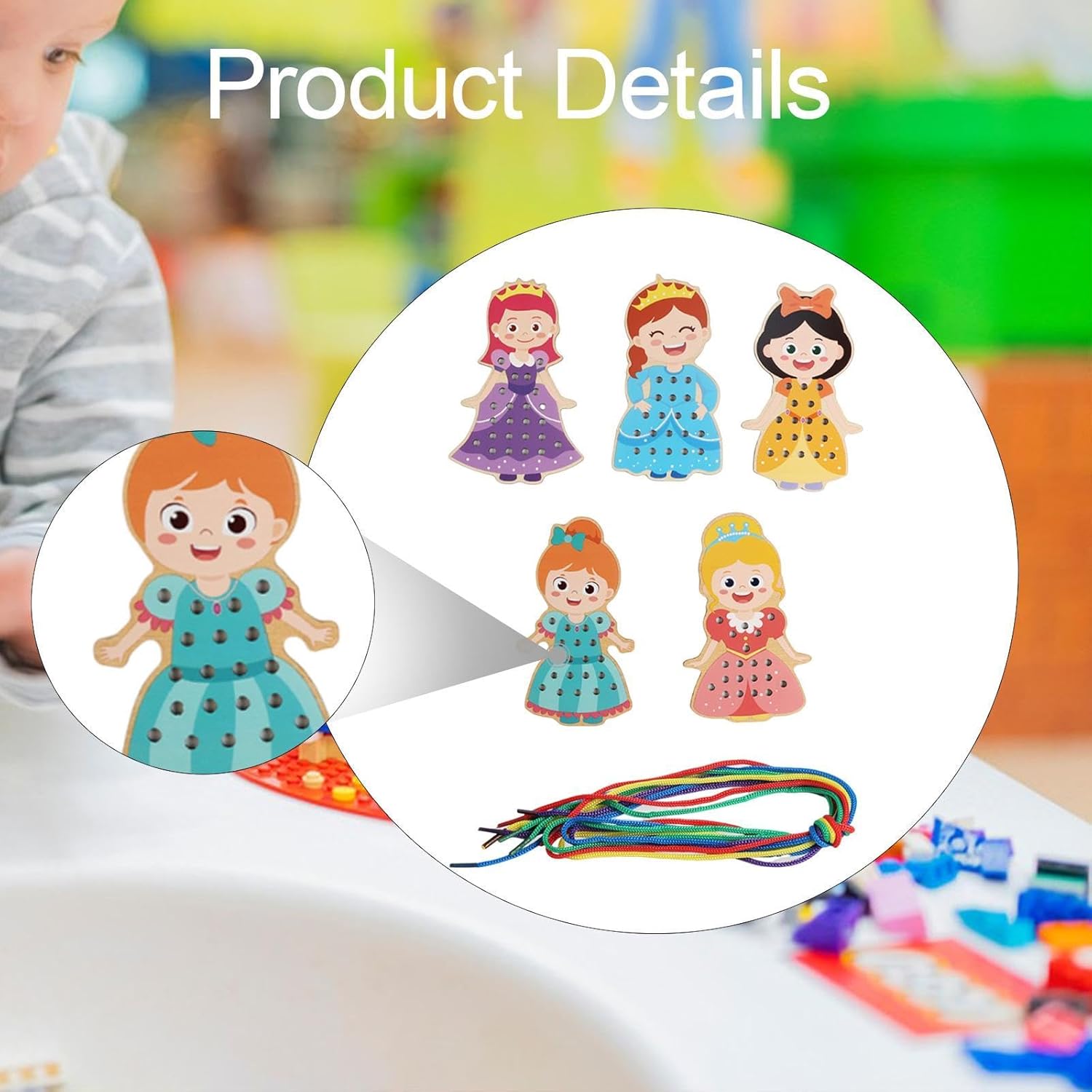 Lacing Cards for Preschoolers and Kids Motor Skills Toys Wooden Sewing Cards Style C|Other Educational Toys|Toys & Hobbies