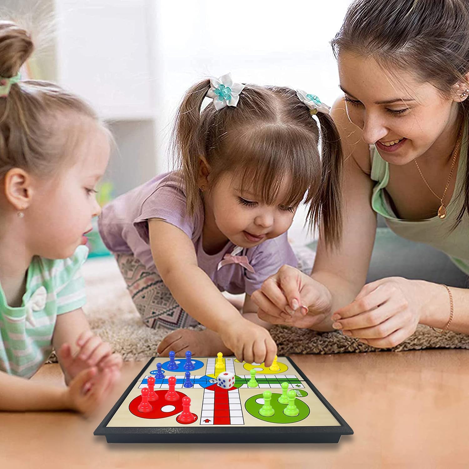 Fidtoy Magnetic Travel Ludo Family Game for Kids Foldable Portable Board Game Age 6+