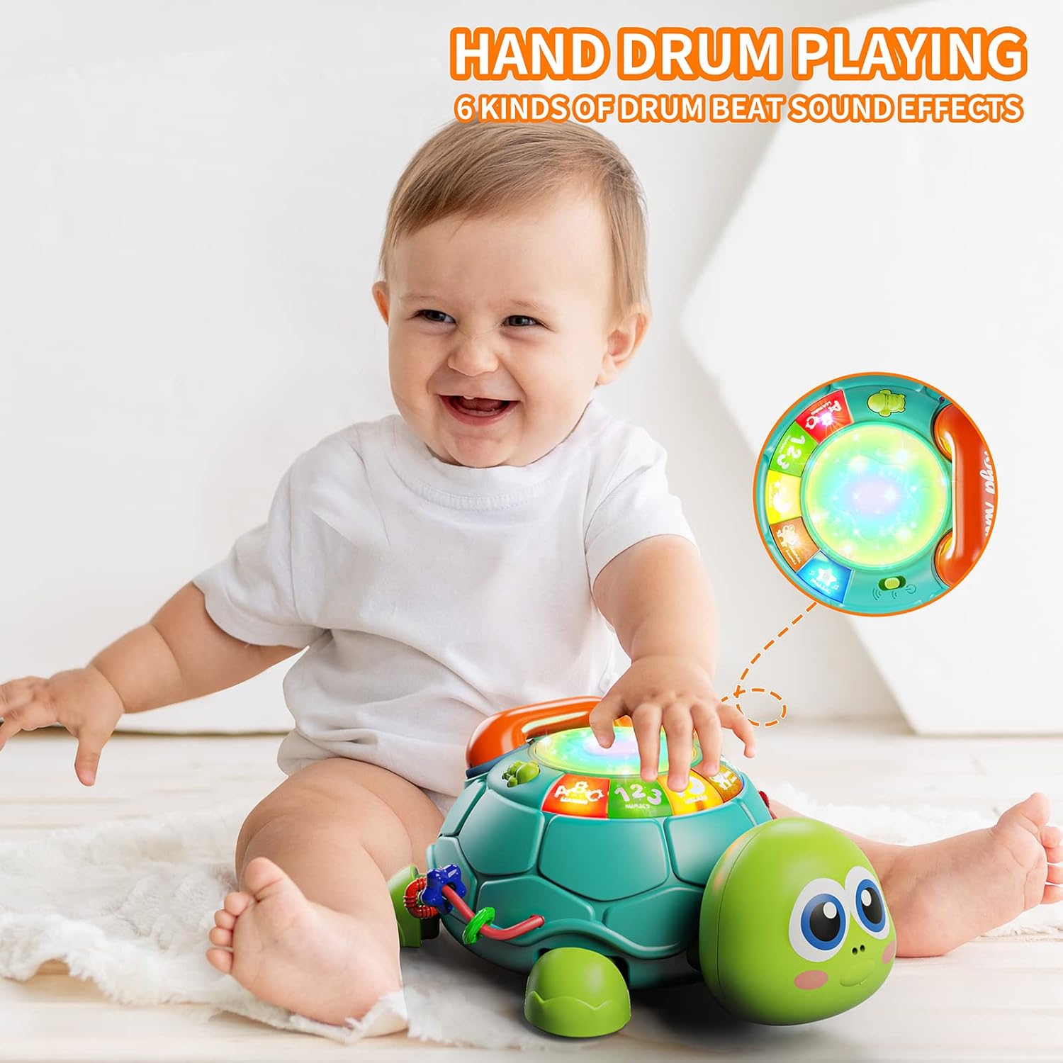 Fidtoy Crawling Musical Turtle Toy for Babies – Interactive Light & Sound Learning Toy for Tummy Time and Early Development