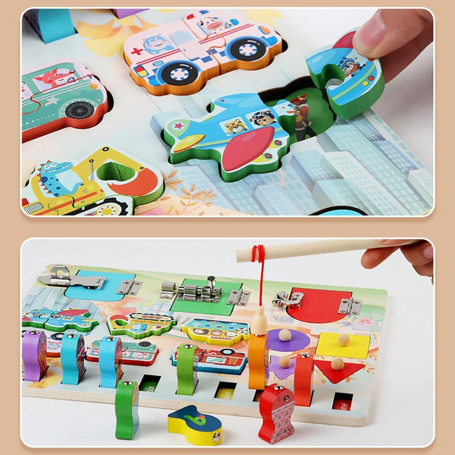 ATORSE Busy Boards Developmental Montessori Board for Preschool Activities Boy Girl