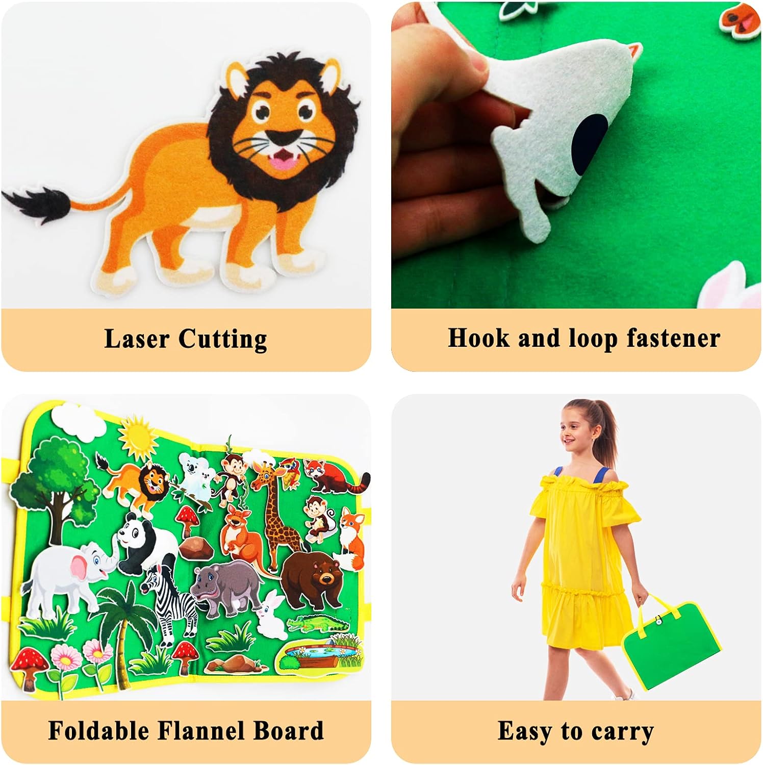 Craftstory Zoo Animals Travel Felt-Board Story Set for Toddlers, 32 Pieces Flannel Board Stories for Preschool Learning Toys Educational Storytelling Activity Board Gifts for Ages 3+