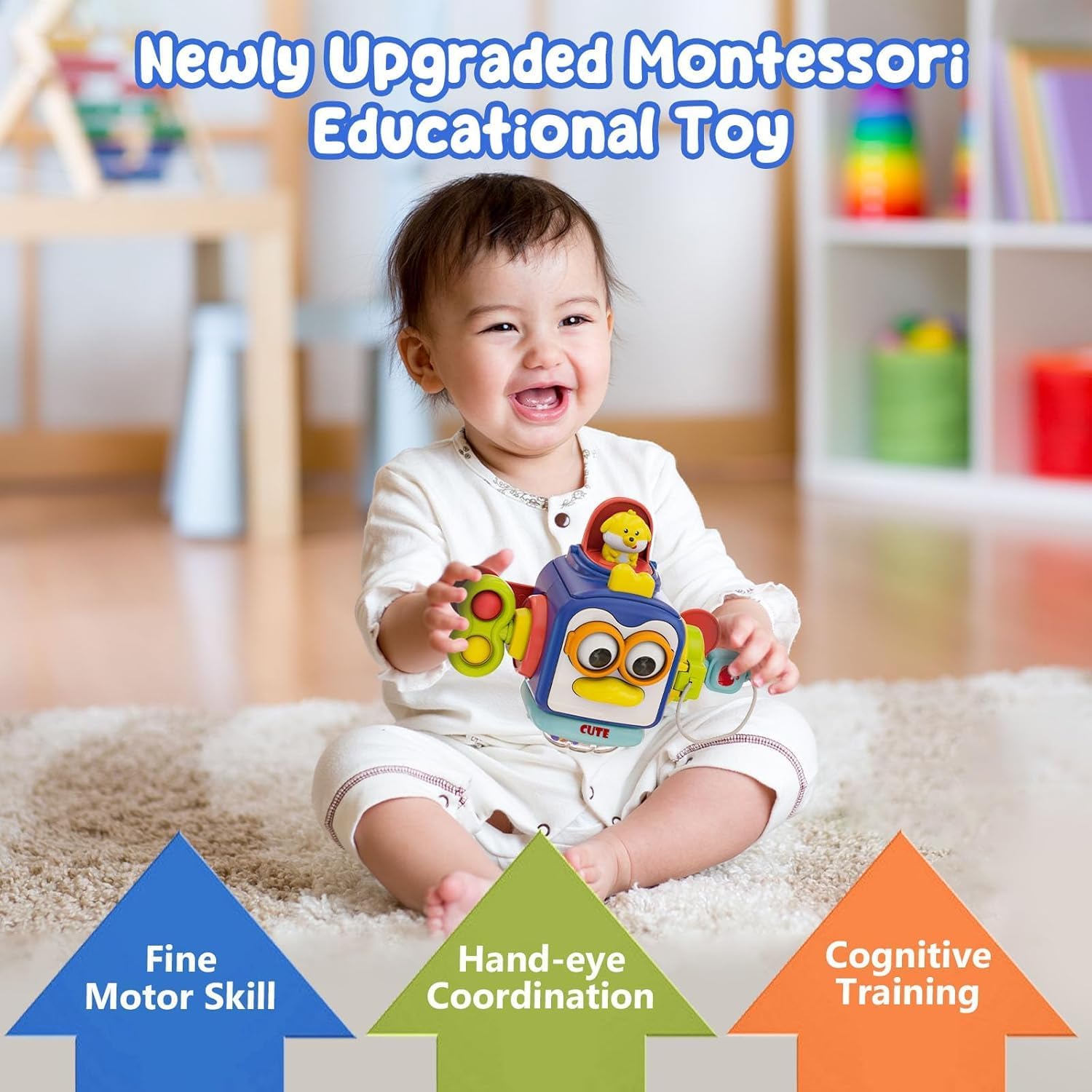 Fidtoy Penguin Travel Activity Cube Toy for Babies