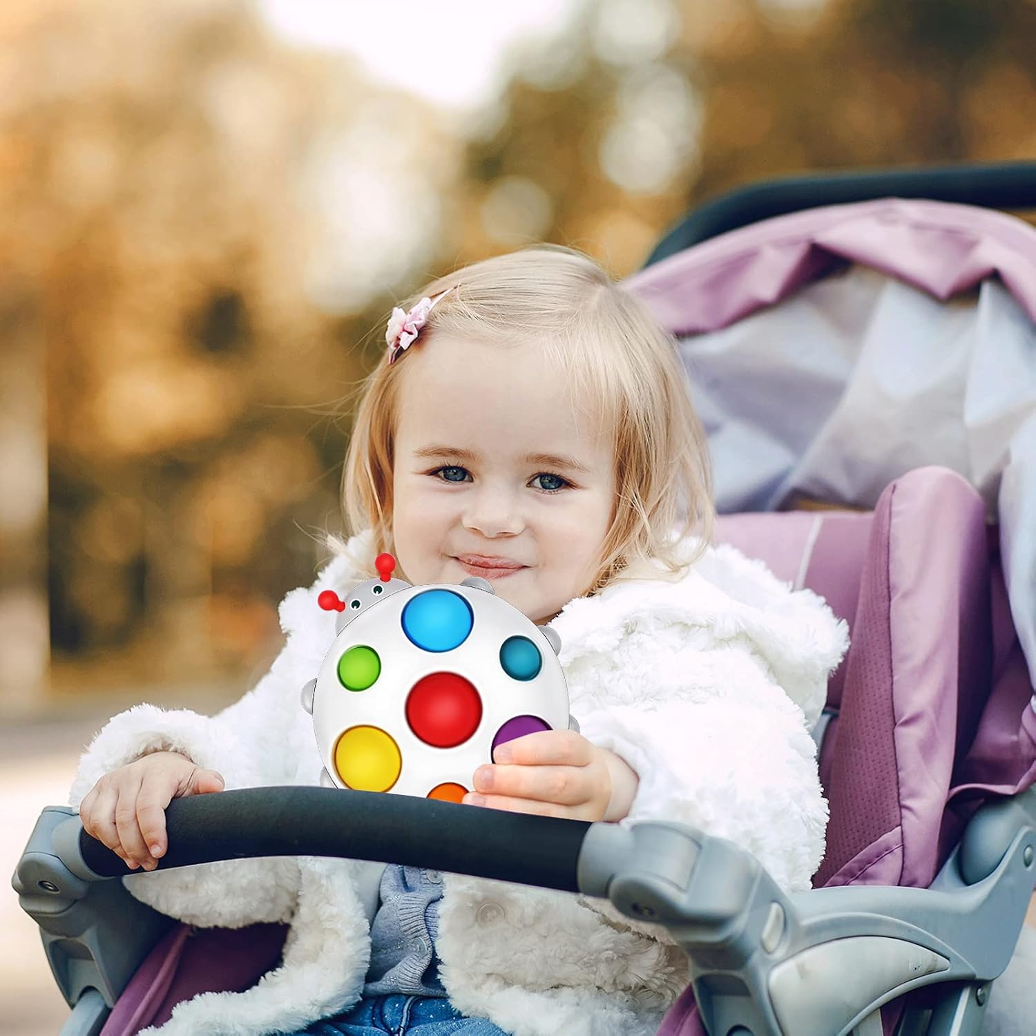 Baby Sensory Toys New Silicone Flipping Busy Board Early Educational Toys Rainbow Bubble Fidget Popper Toys for Toddler 1 3 multicolor 1 Count Pack of 1 HE0191