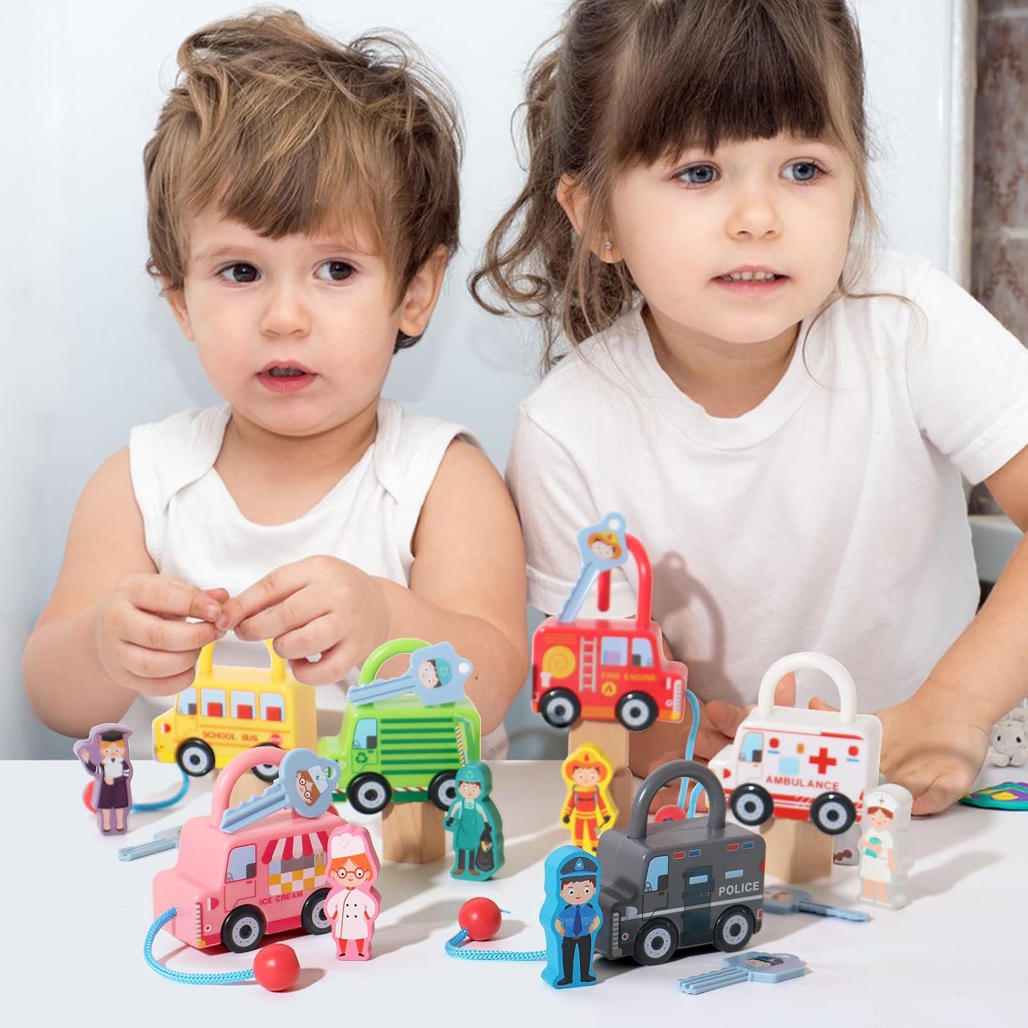 Montessori Toy for 18+ Months Old Toddler, Lock and Key Car Toys,aby Sensory Fine Motor Skills Developmental Toys, Preschool Children, Gifts Age 1 2 3 4 One Two Year Old Boys Girls