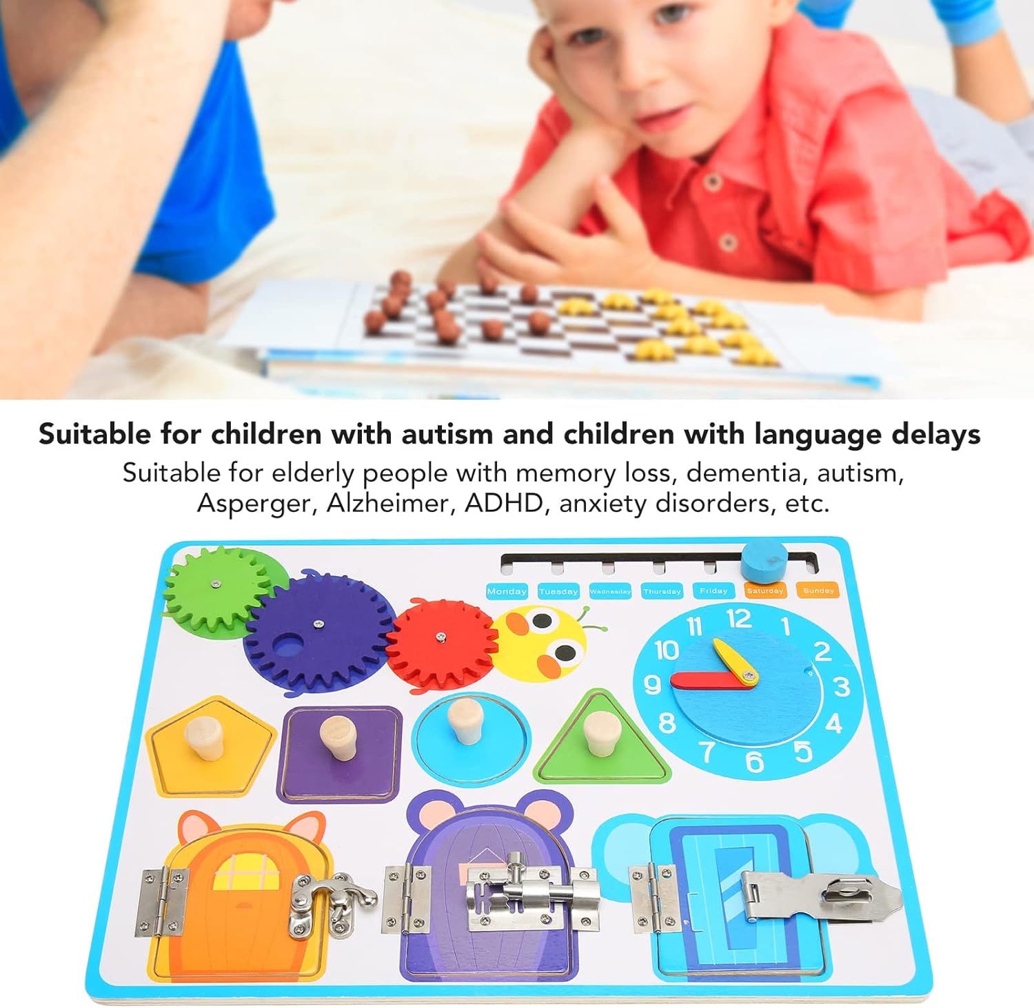 Horoper Fidget Blanket for Dementia, Seniors Fidget Board Stress Relieve Improve Coordination Calming Comforting Dementia Sensory Activities